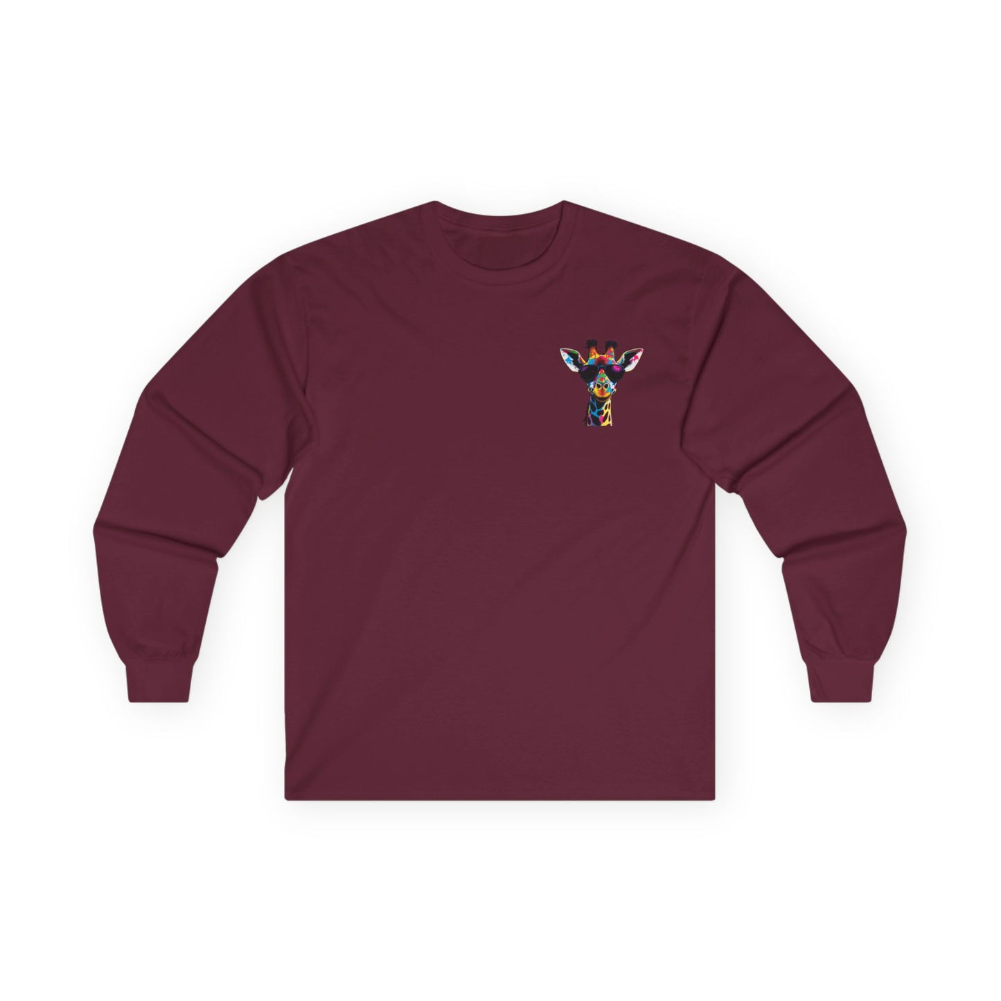 Colorful Giraffe Graphic Long Sleeve Tee for Animal Lovers