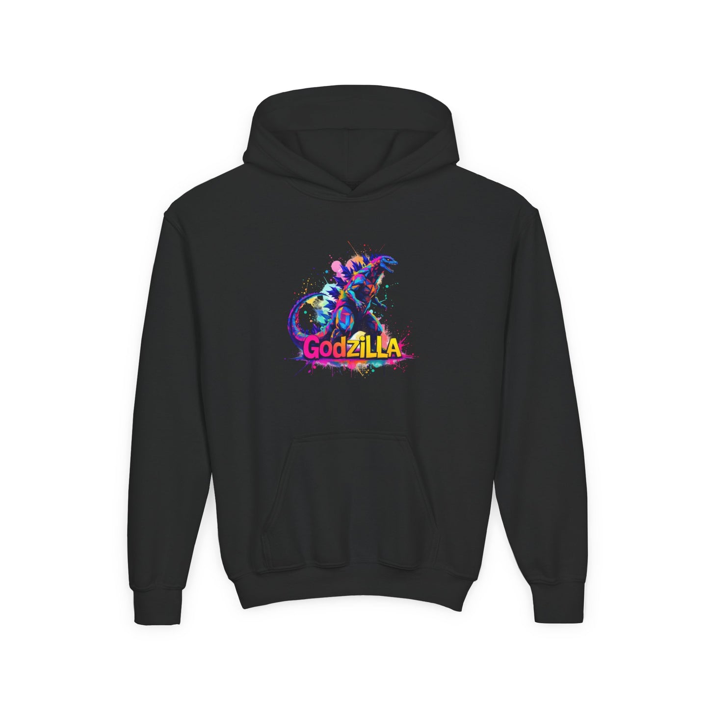 Godzilla Youth Heavy Blend Hooded Sweatshirt - Colorful Monster Design for Fans