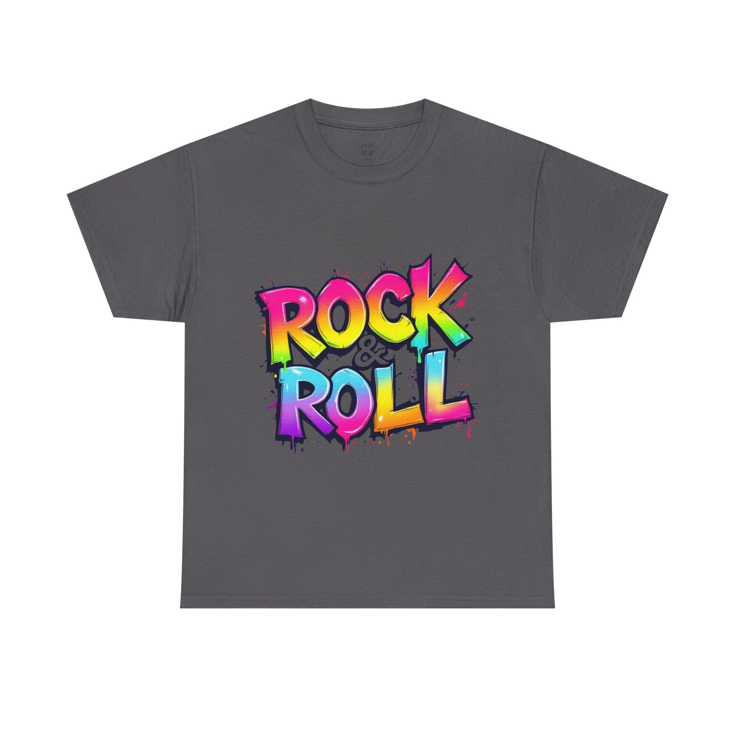 Rock & Roll Unisex Heavy Cotton Tee - Vibrant Graffiti Style Shirt for Music Lovers