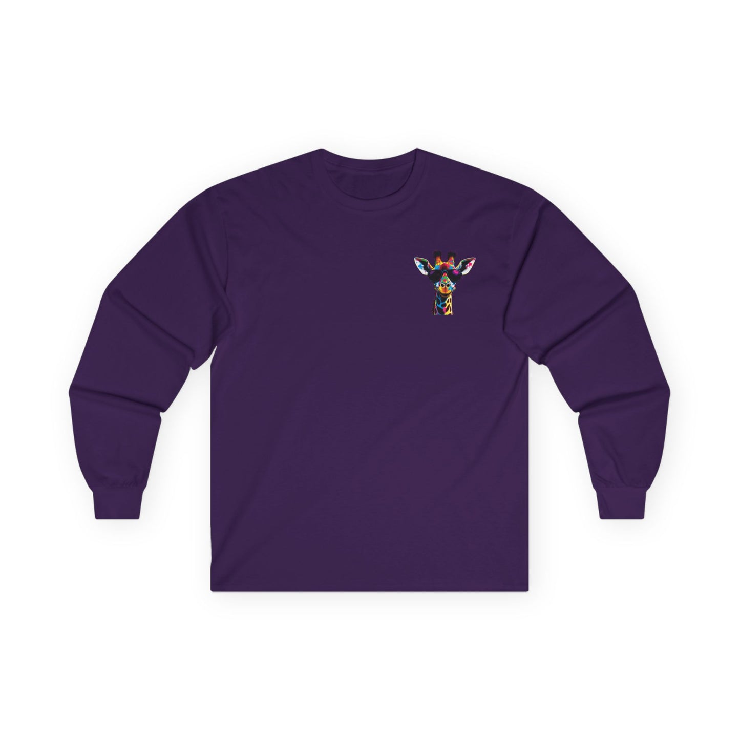 Colorful Giraffe Graphic Long Sleeve Tee for Animal Lovers