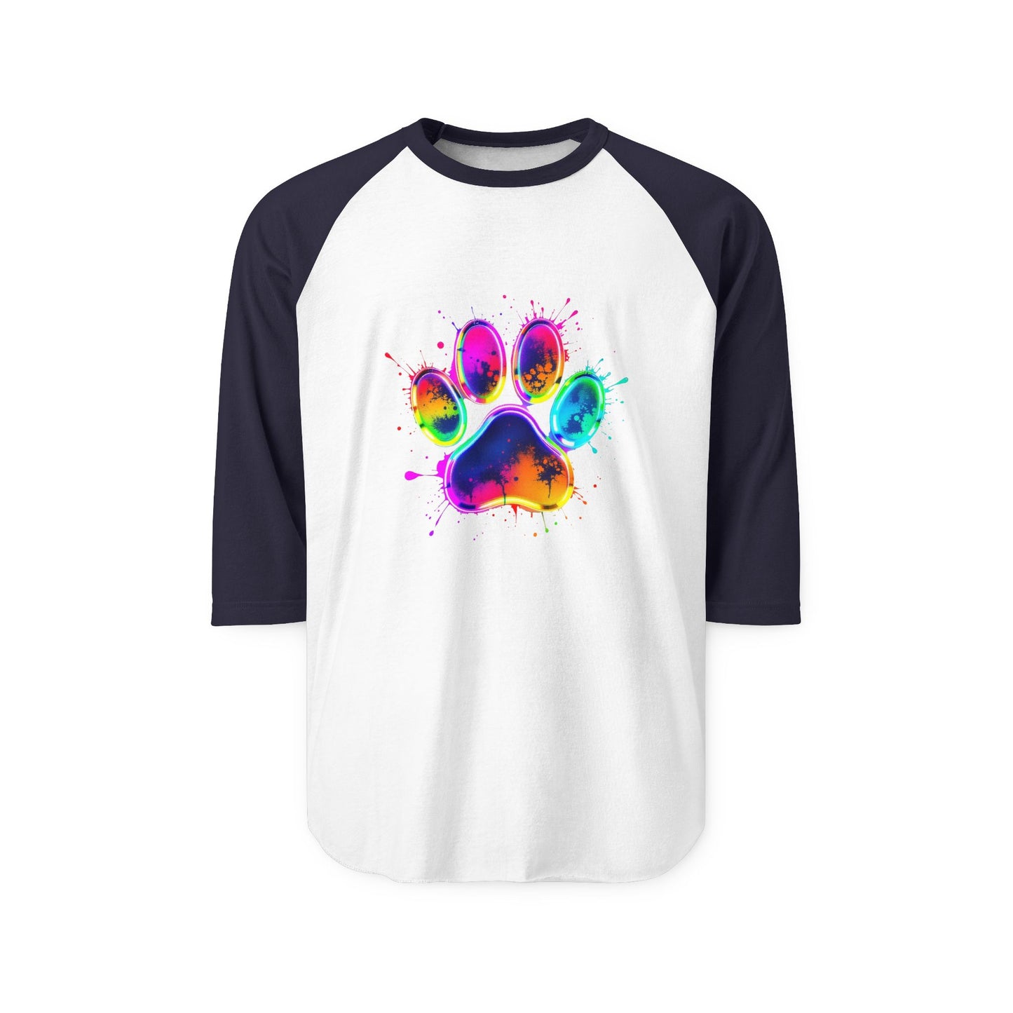 Colorful Paw Print Unisex Raglan Shirt - Perfect for Pet Lovers