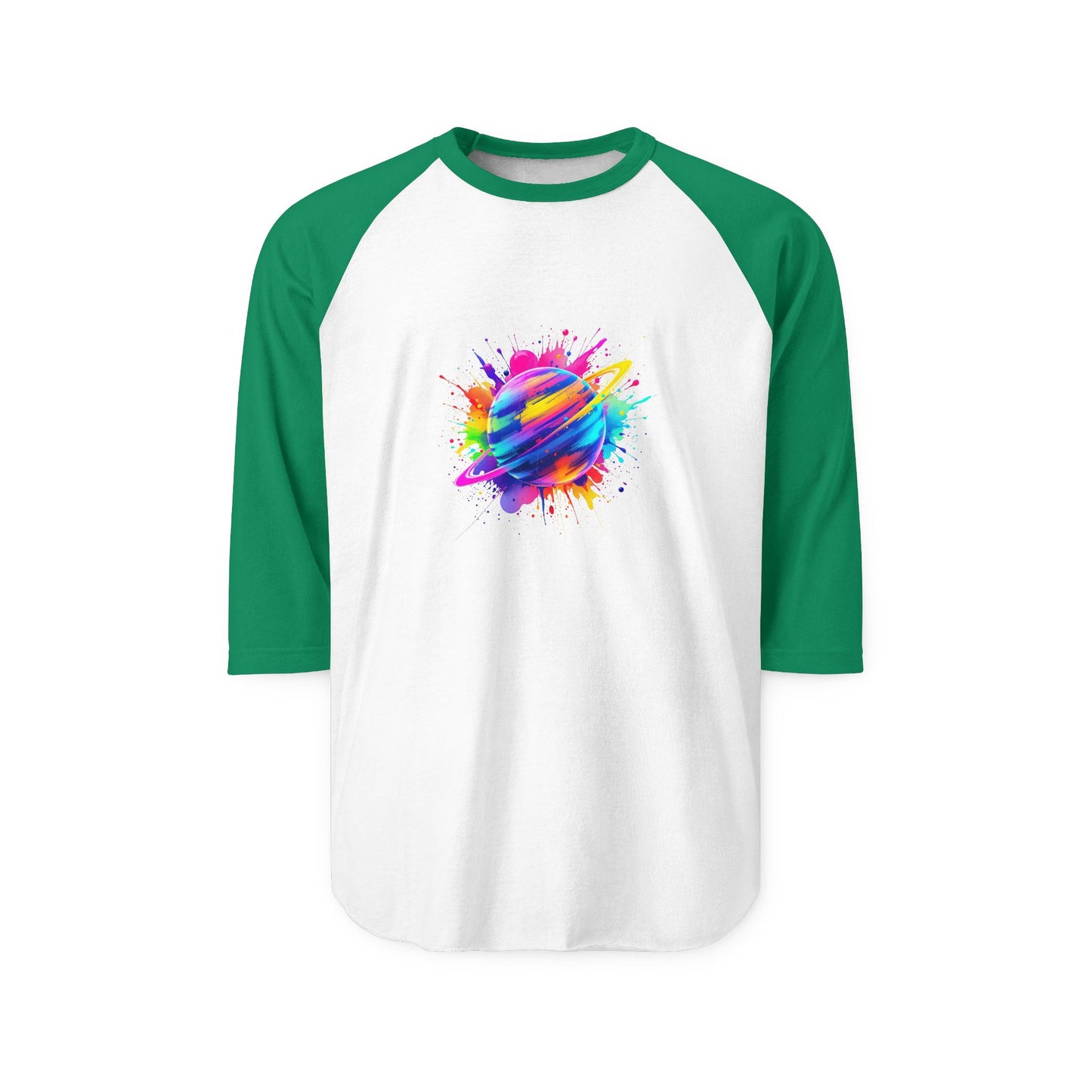 Colorful Planet Graphic Unisex Raglan Shirt - Perfect for Space Lovers!