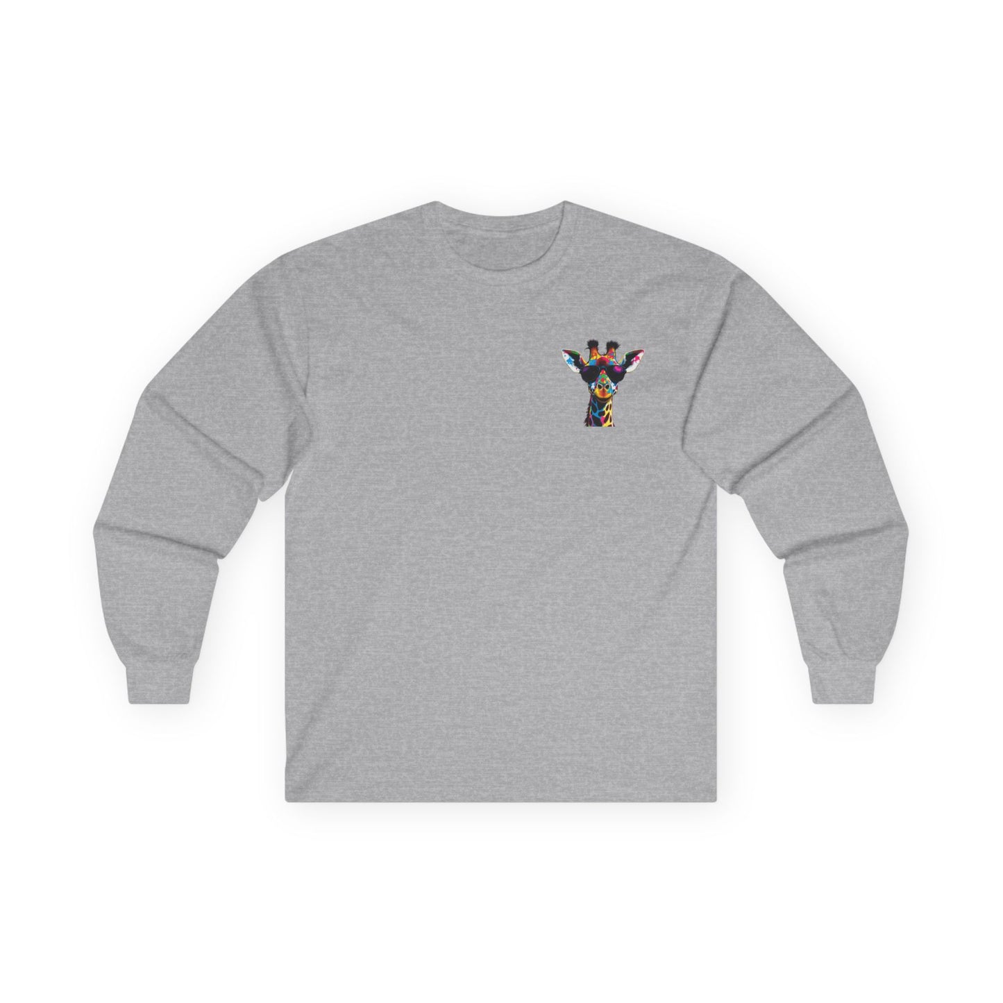 Colorful Giraffe Graphic Long Sleeve Tee for Animal Lovers