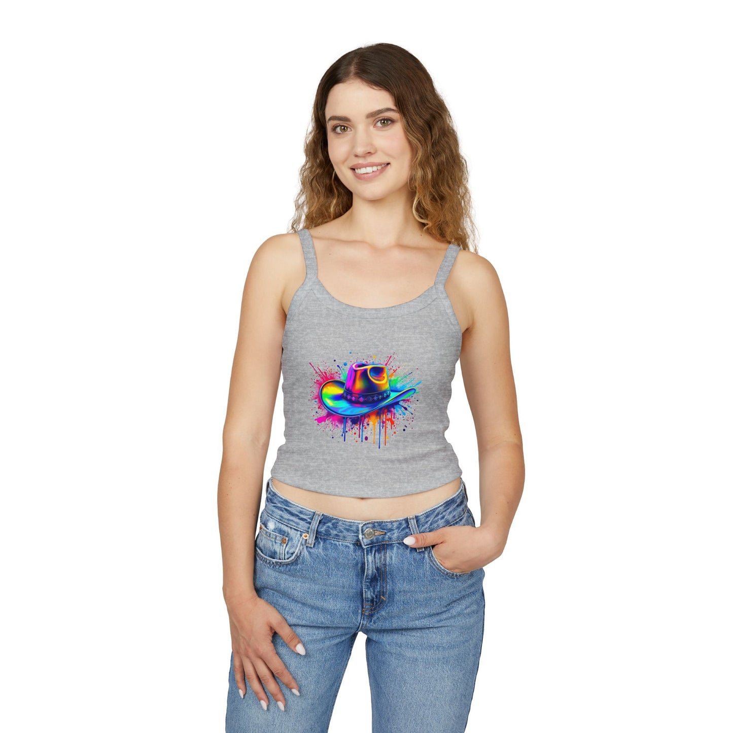 Colorful Cowboy Hat Spaghetti Strap Tank Top