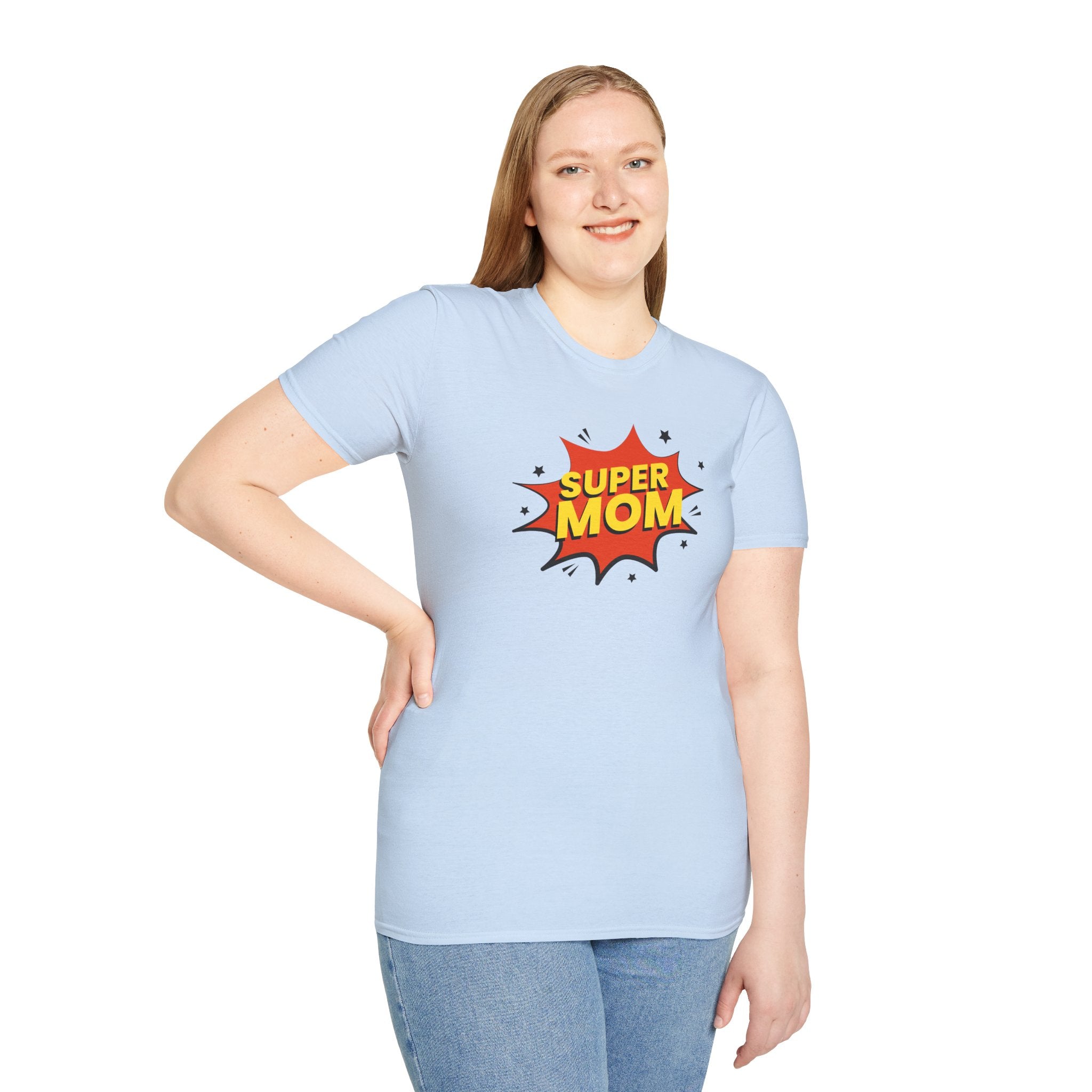 Super Mom Unisex Softstyle T-Shirt | Gift for Mother's Day, Funny Mom Tee, Birthday Present for Mom, Family Apparel, Casual Wear