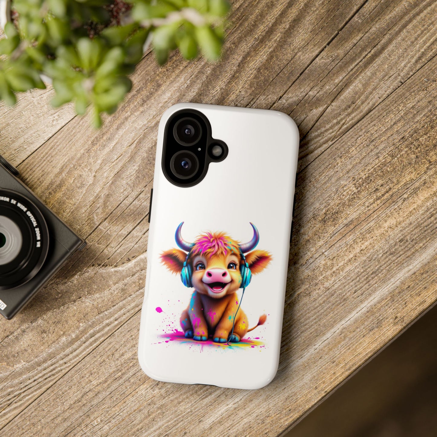 Cute Cow Phone Case with Headphones – Tough Cases