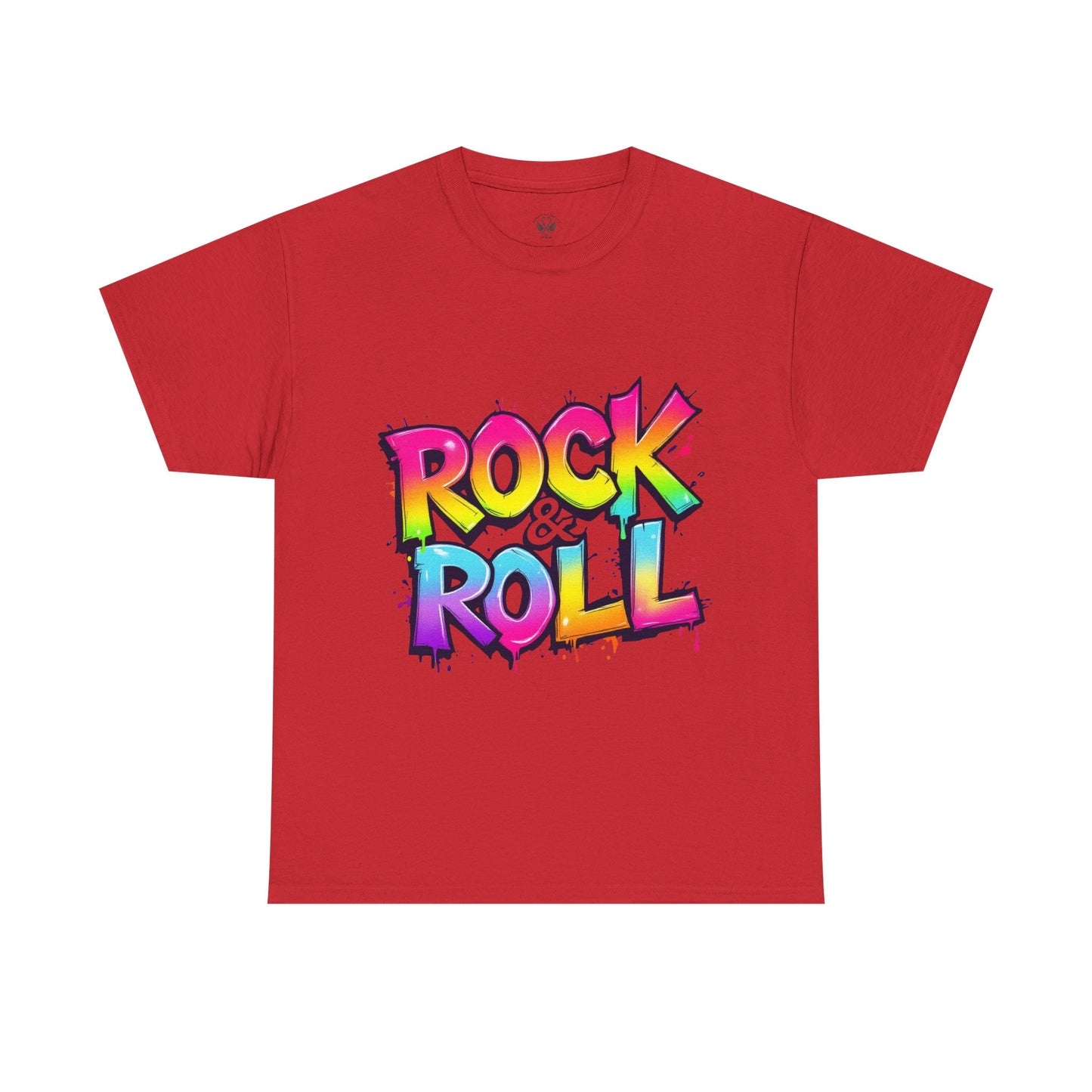 Rock & Roll Unisex Heavy Cotton Tee - Vibrant Graffiti Style Shirt for Music Lovers