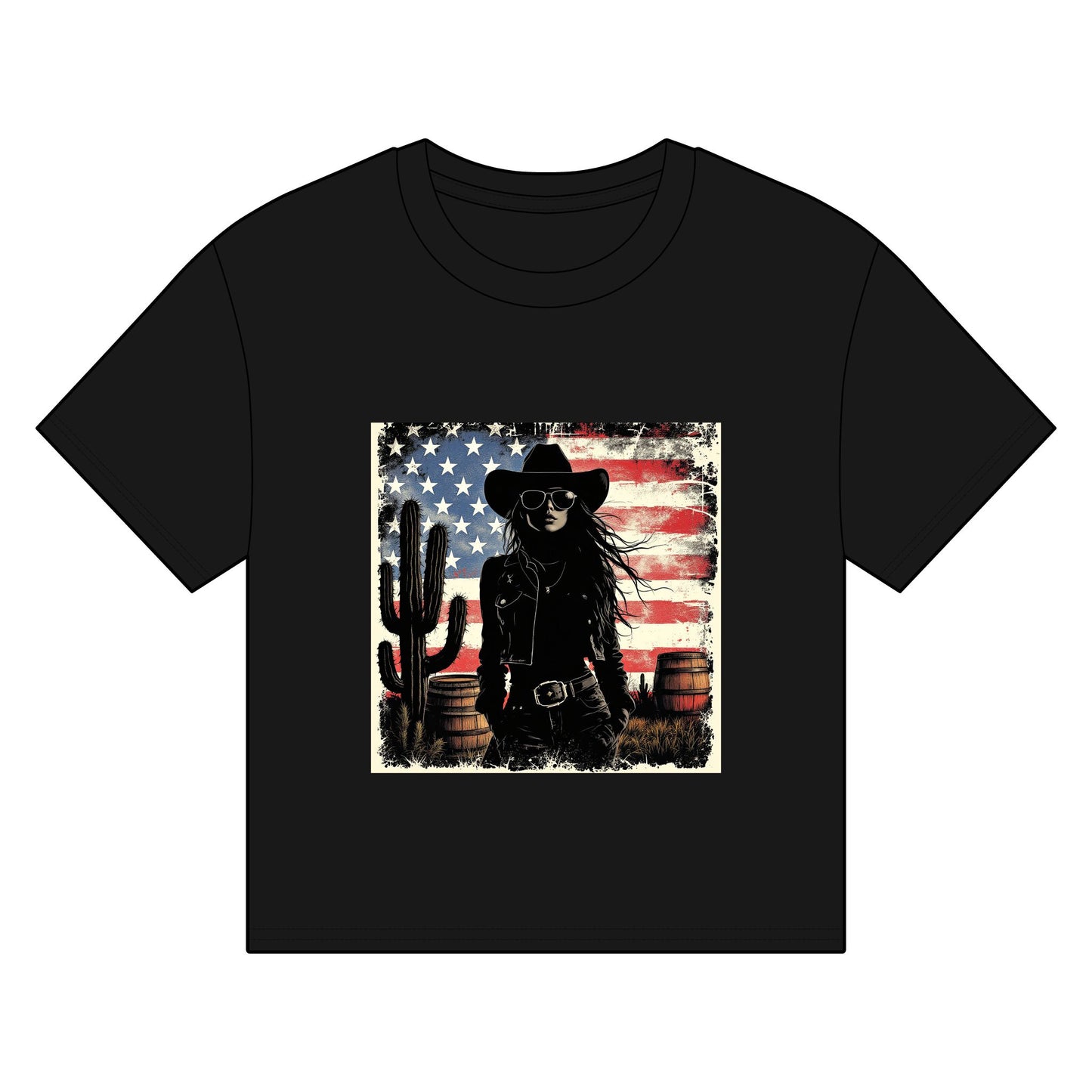 American Cowboy Graphic Boxy T-Shirt for Women