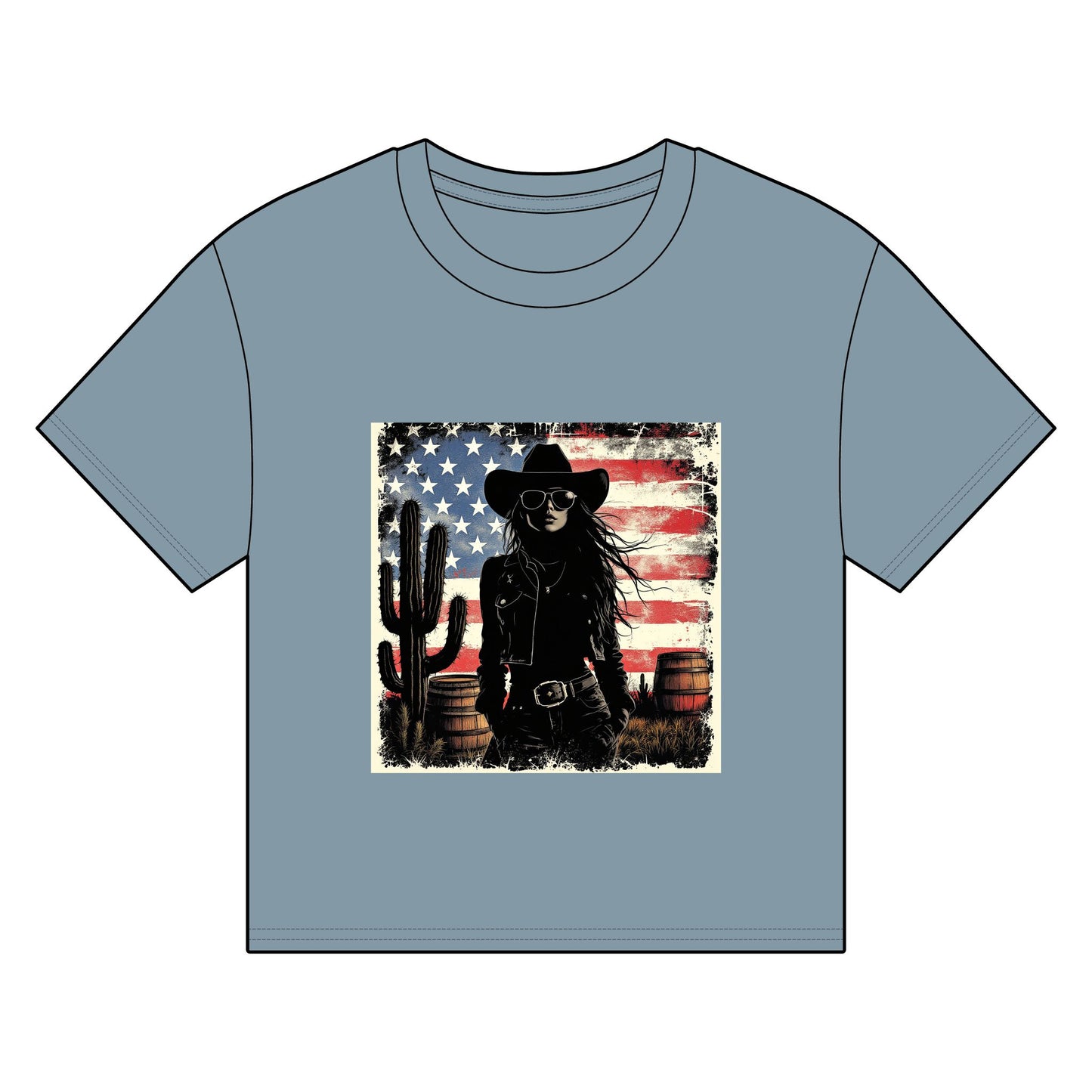 American Cowboy Graphic Boxy T-Shirt for Women