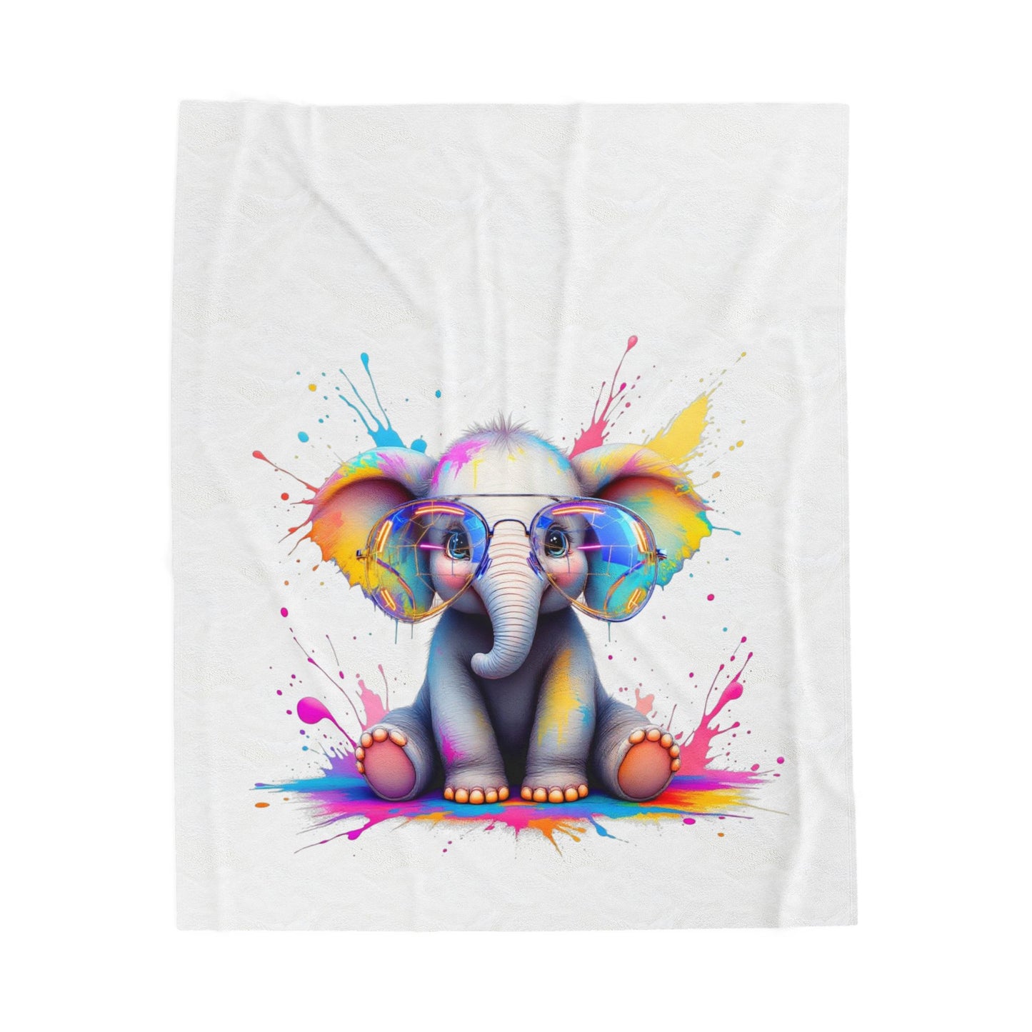 Colorful Elephant Plush Blanket - Cozy Velveteen Throw for Kids & Animal Lovers