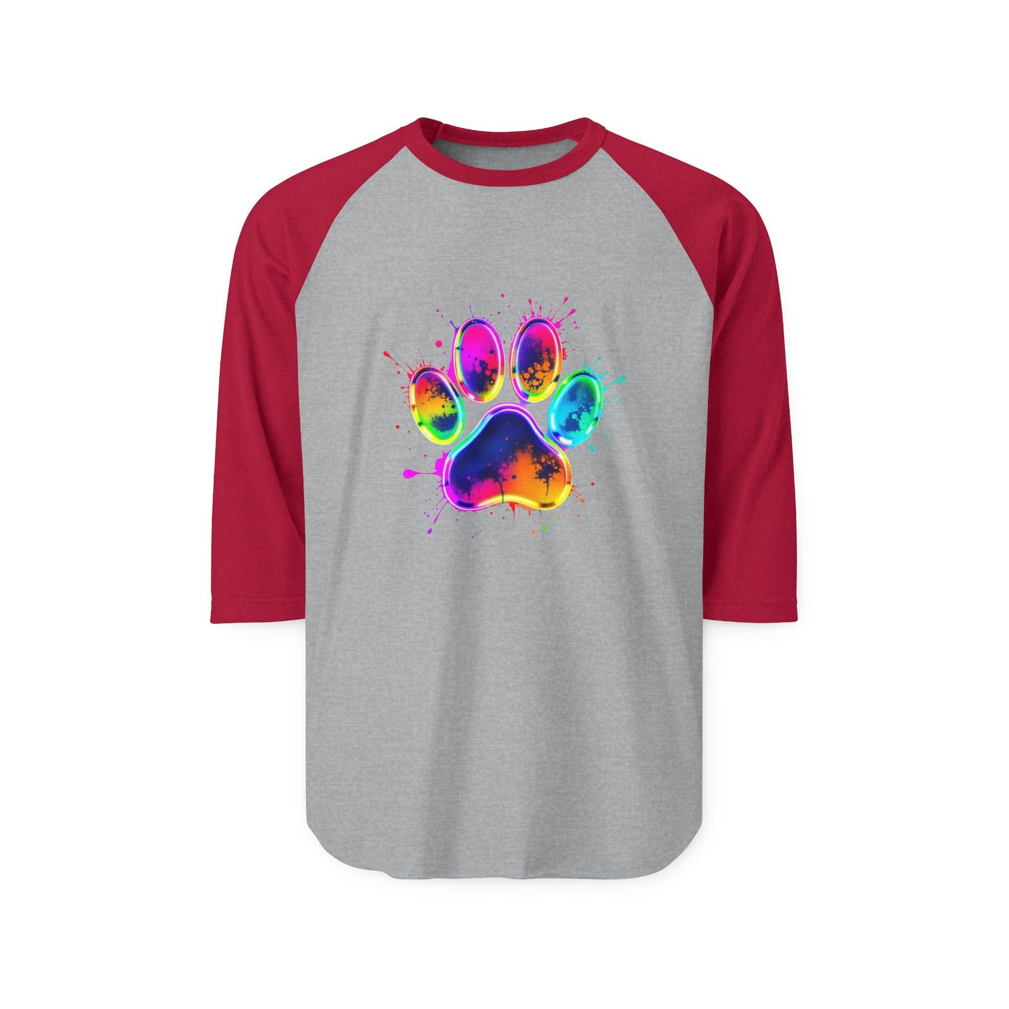Colorful Paw Print Unisex Raglan Shirt - Perfect for Pet Lovers