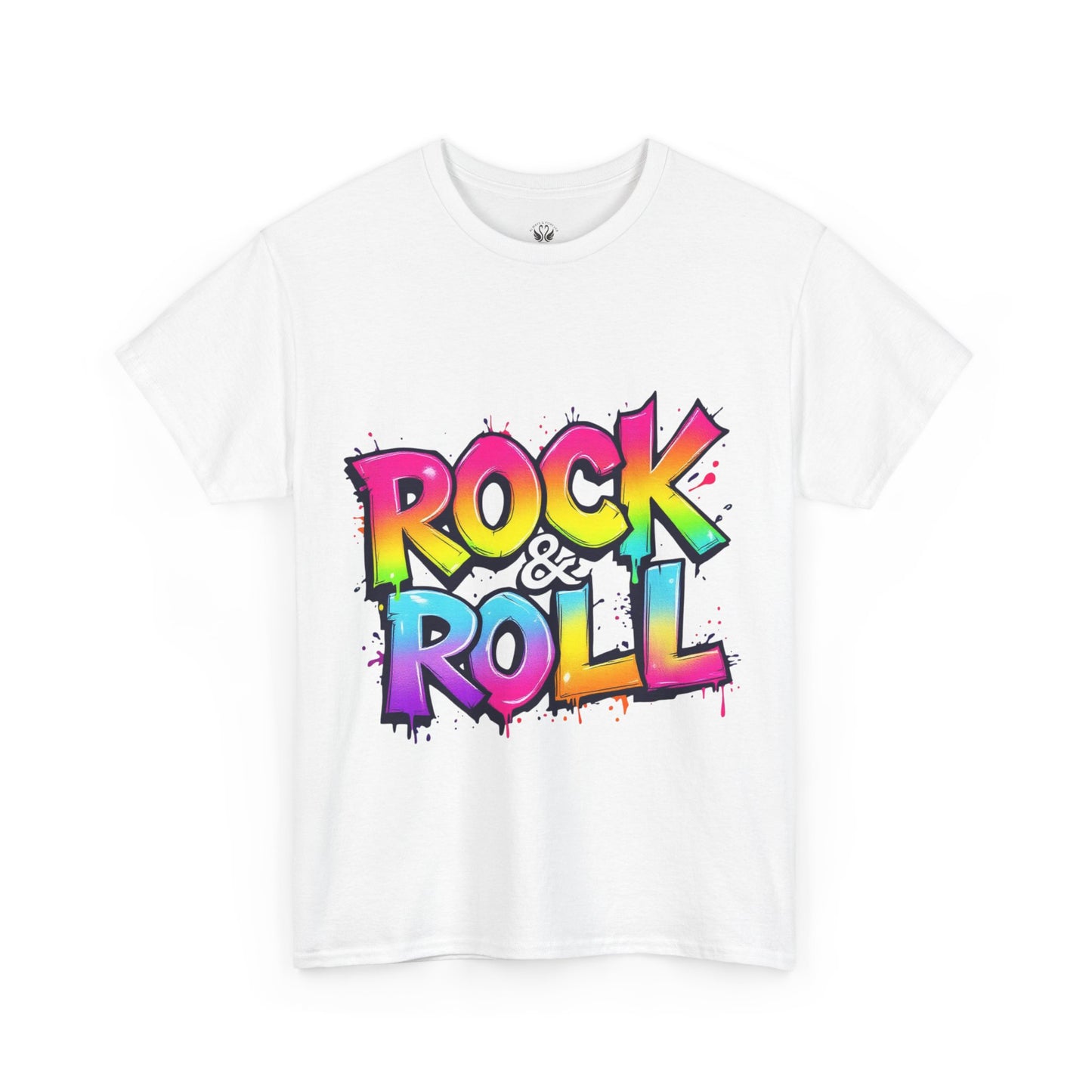 Rock & Roll Unisex Heavy Cotton Tee - Vibrant Graffiti Style Shirt for Music Lovers