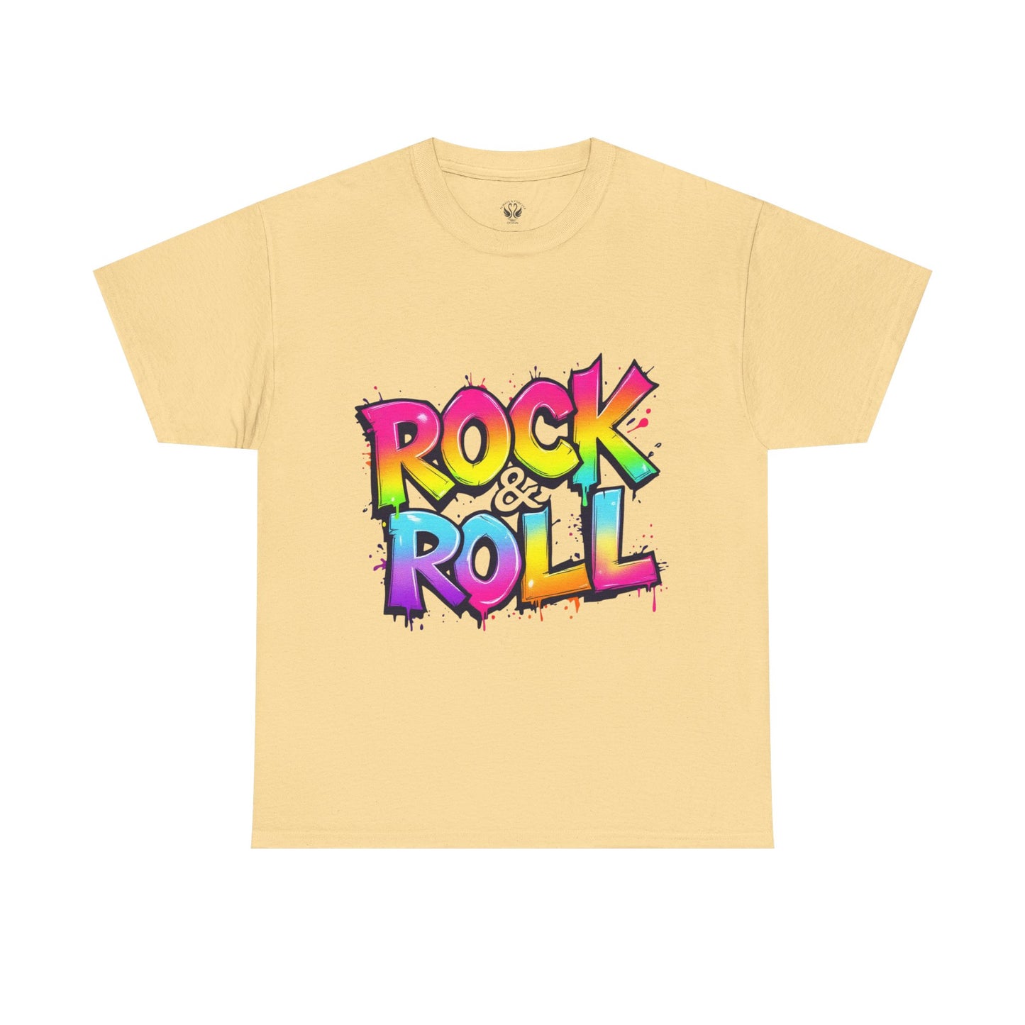 Rock & Roll Unisex Heavy Cotton Tee - Vibrant Graffiti Style Shirt for Music Lovers