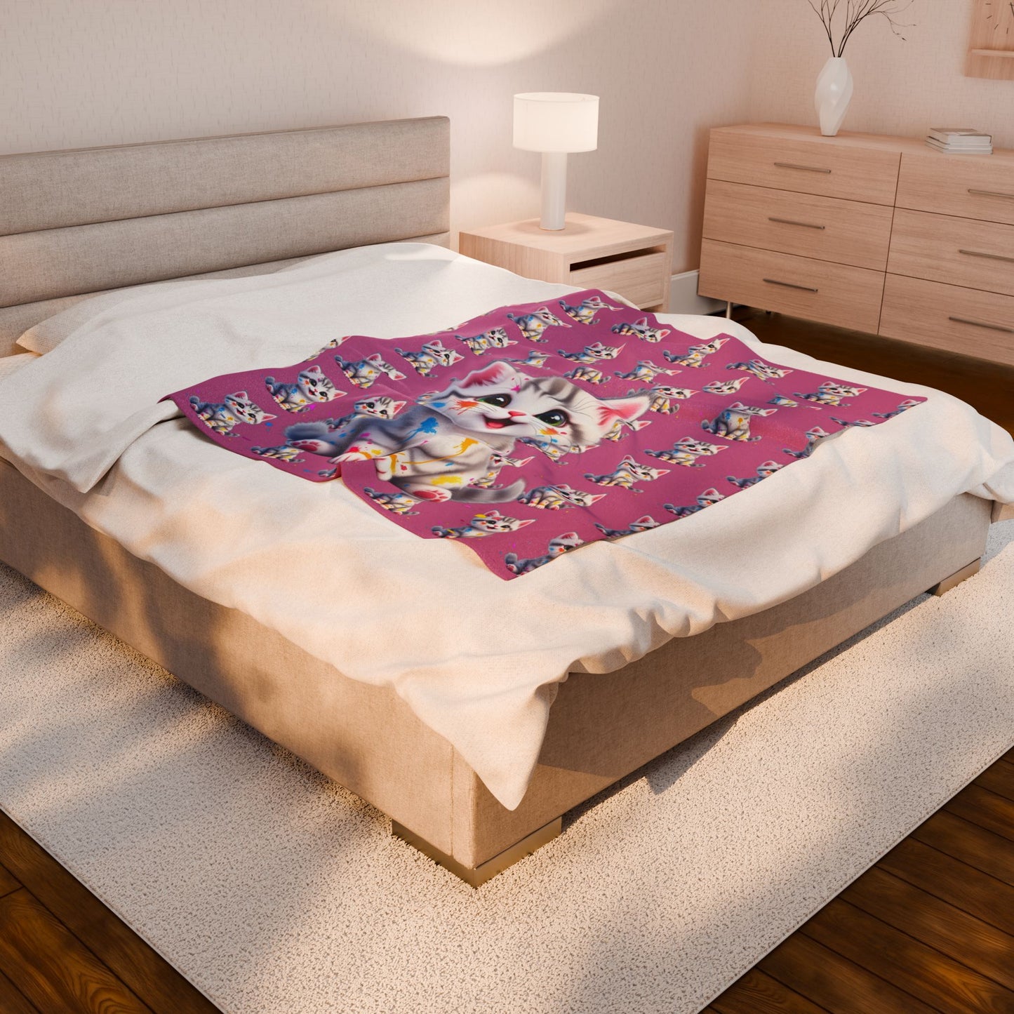 Cute Cat Velveteen Plush Blanket - Cozy Pet Lover Gift