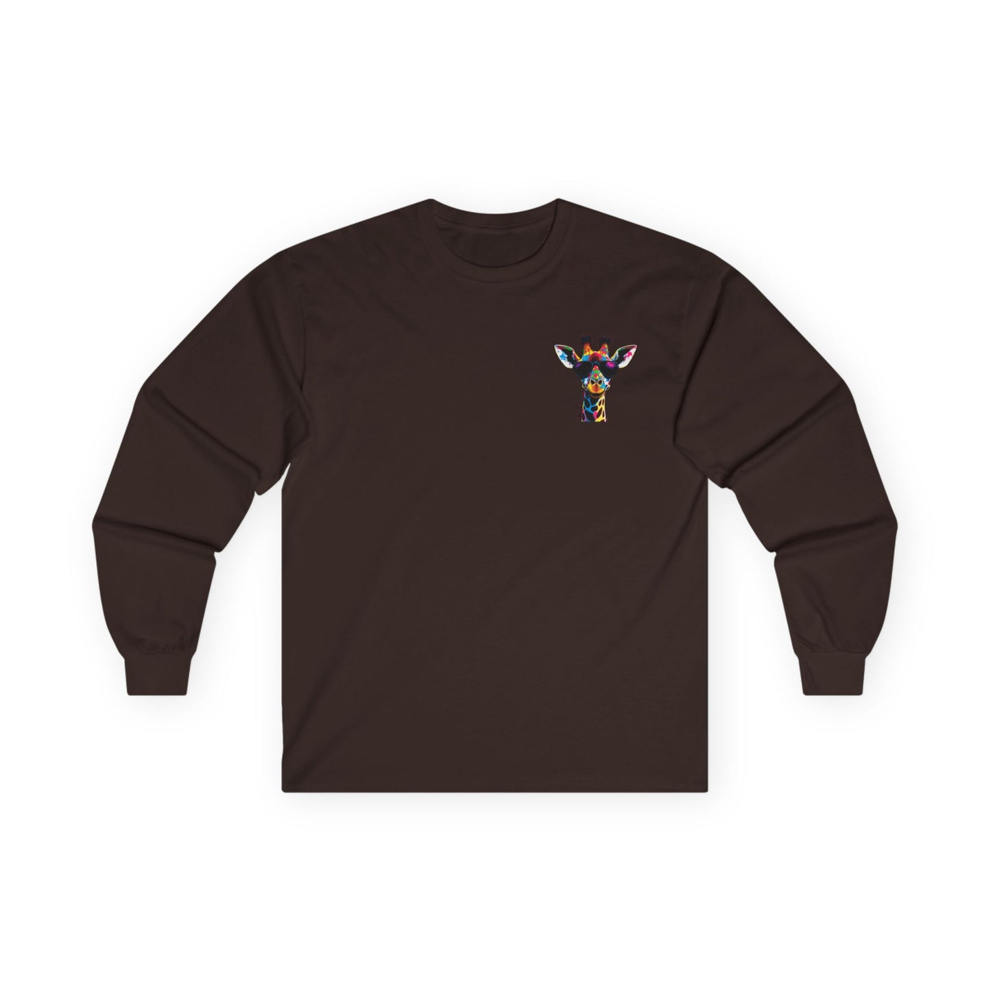 Colorful Giraffe Graphic Long Sleeve Tee for Animal Lovers