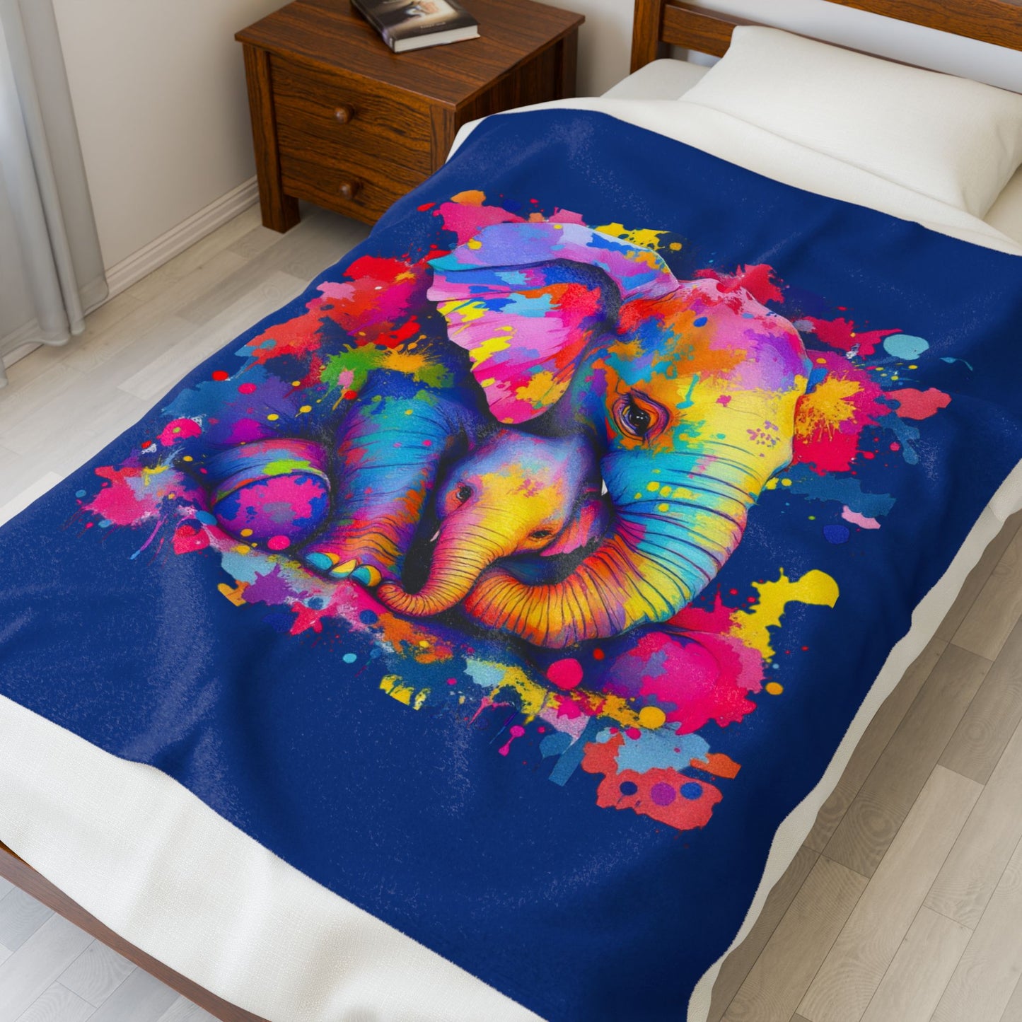 Colorful Elephant Velveteen Plush Blanket – Cozy Comfort for Animal Lovers
