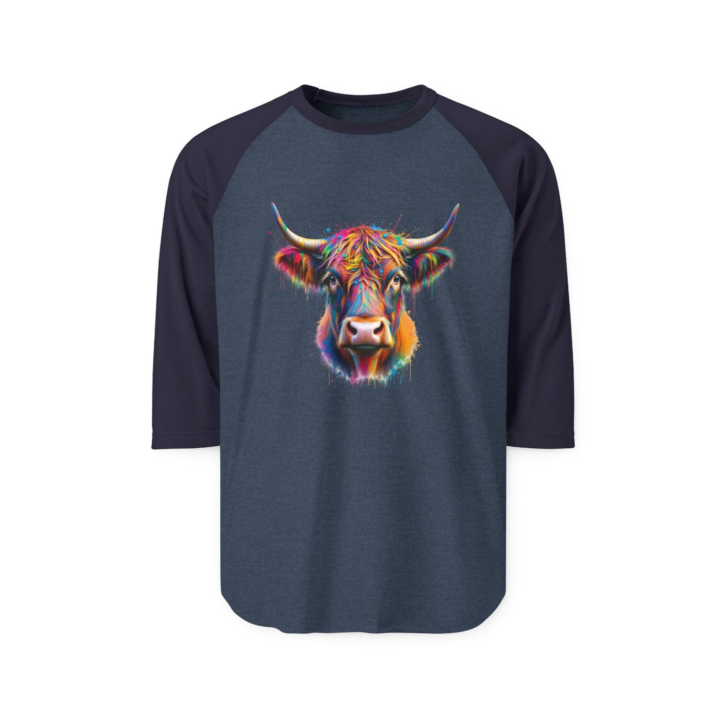 Colorful Cow Unisex Three-Quarter Sleeve Raglan Shirt
