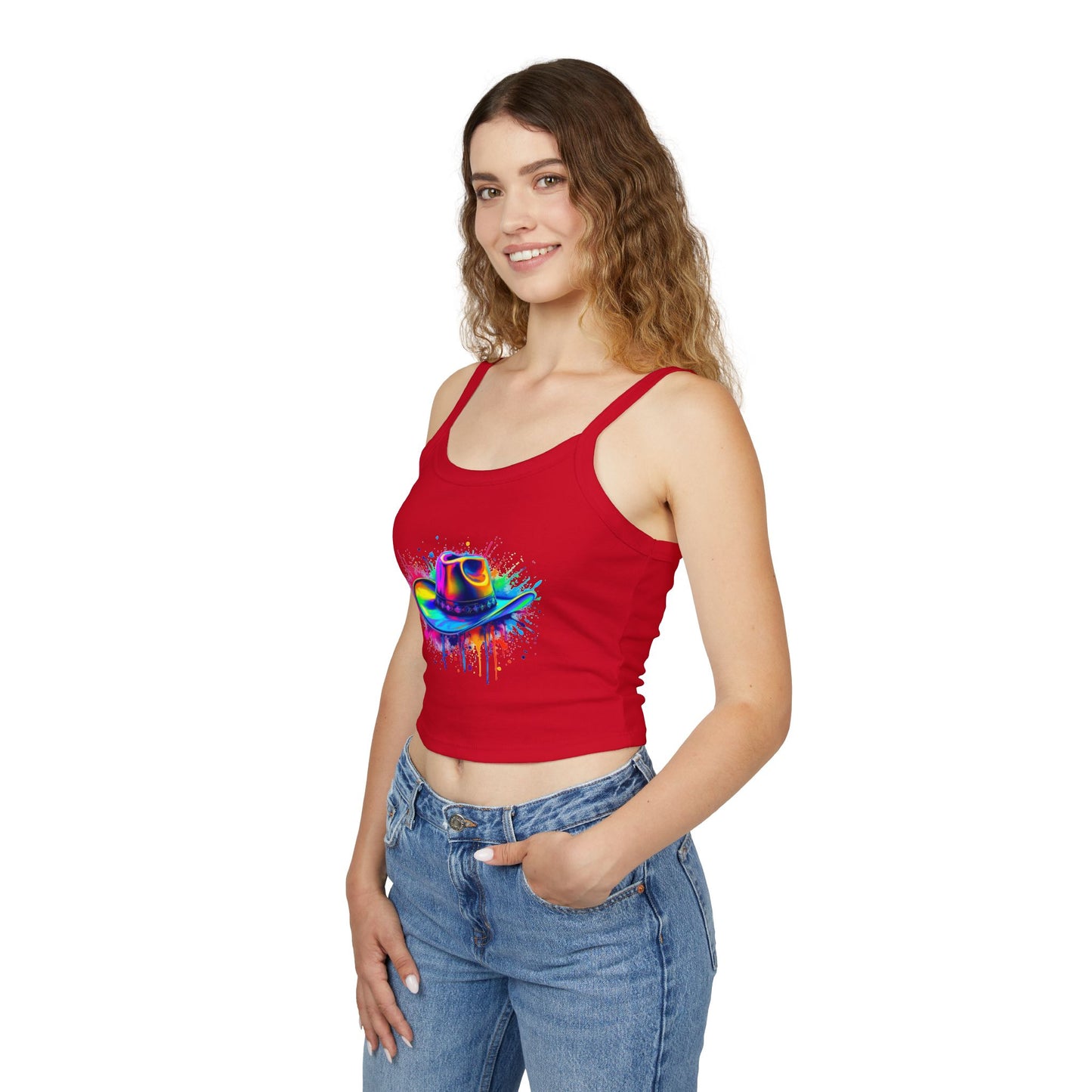 Colorful Cowboy Hat Spaghetti Strap Tank Top