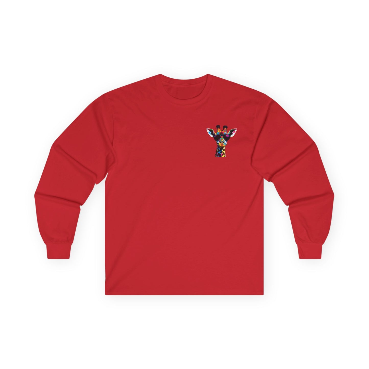 Colorful Giraffe Graphic Long Sleeve Tee for Animal Lovers