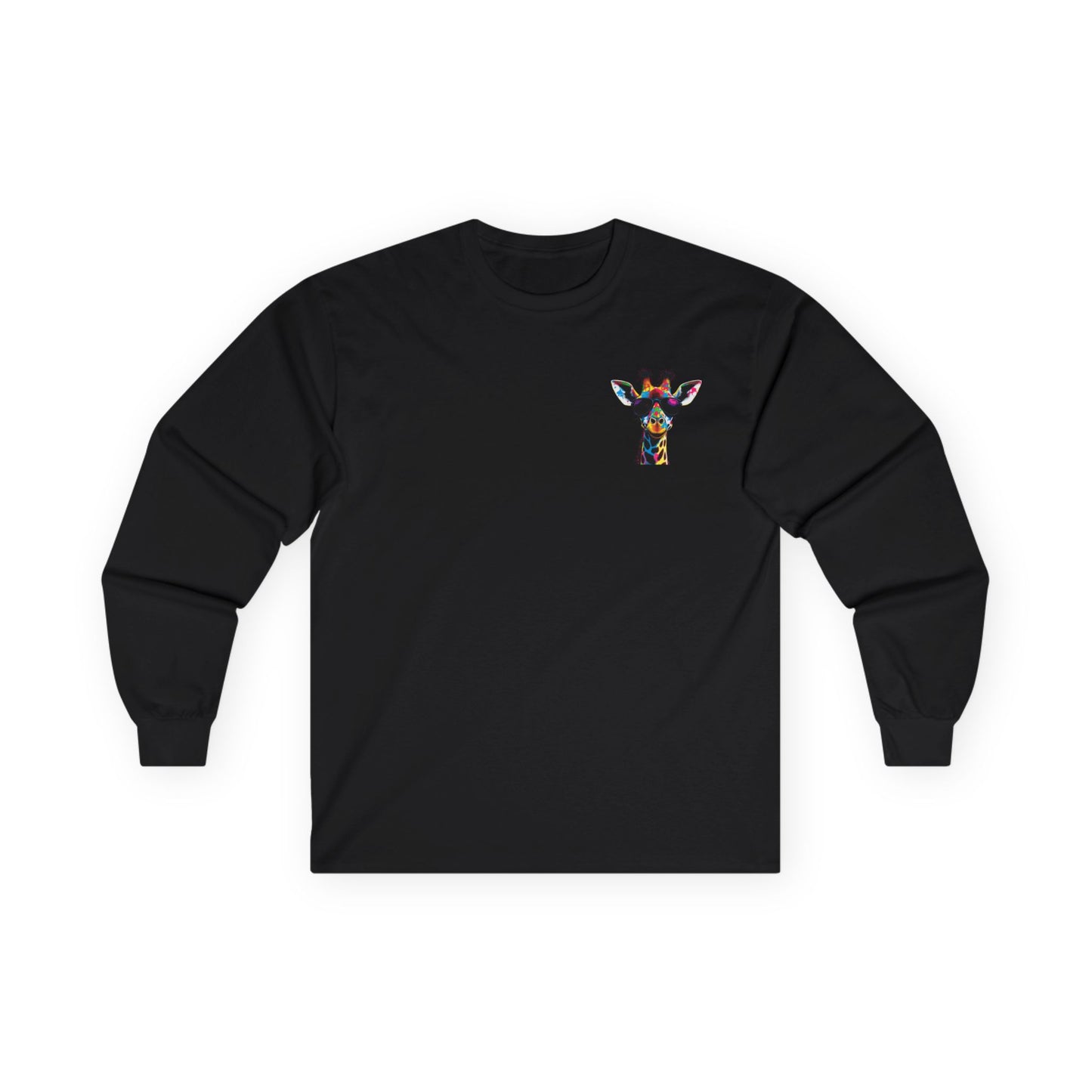 Colorful Giraffe Graphic Long Sleeve Tee for Animal Lovers