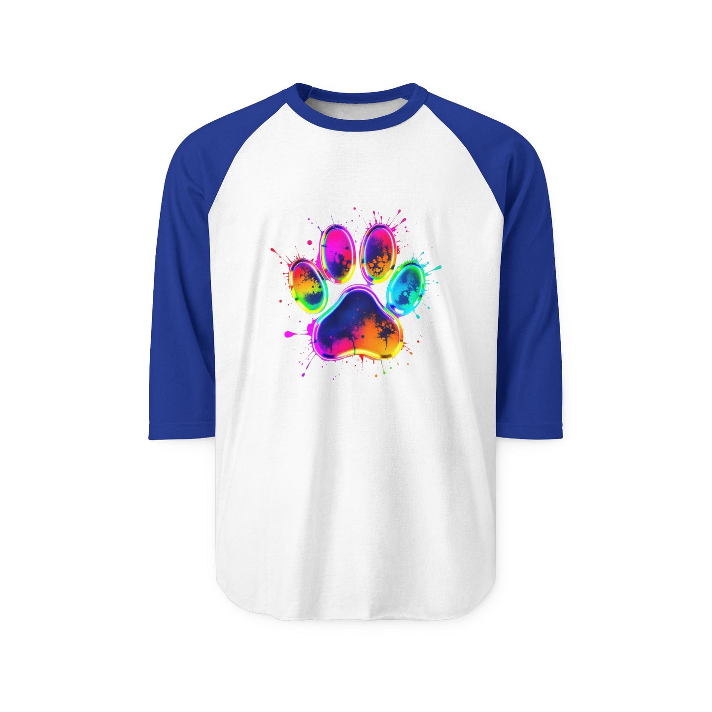 Colorful Paw Print Unisex Raglan Shirt - Perfect for Pet Lovers