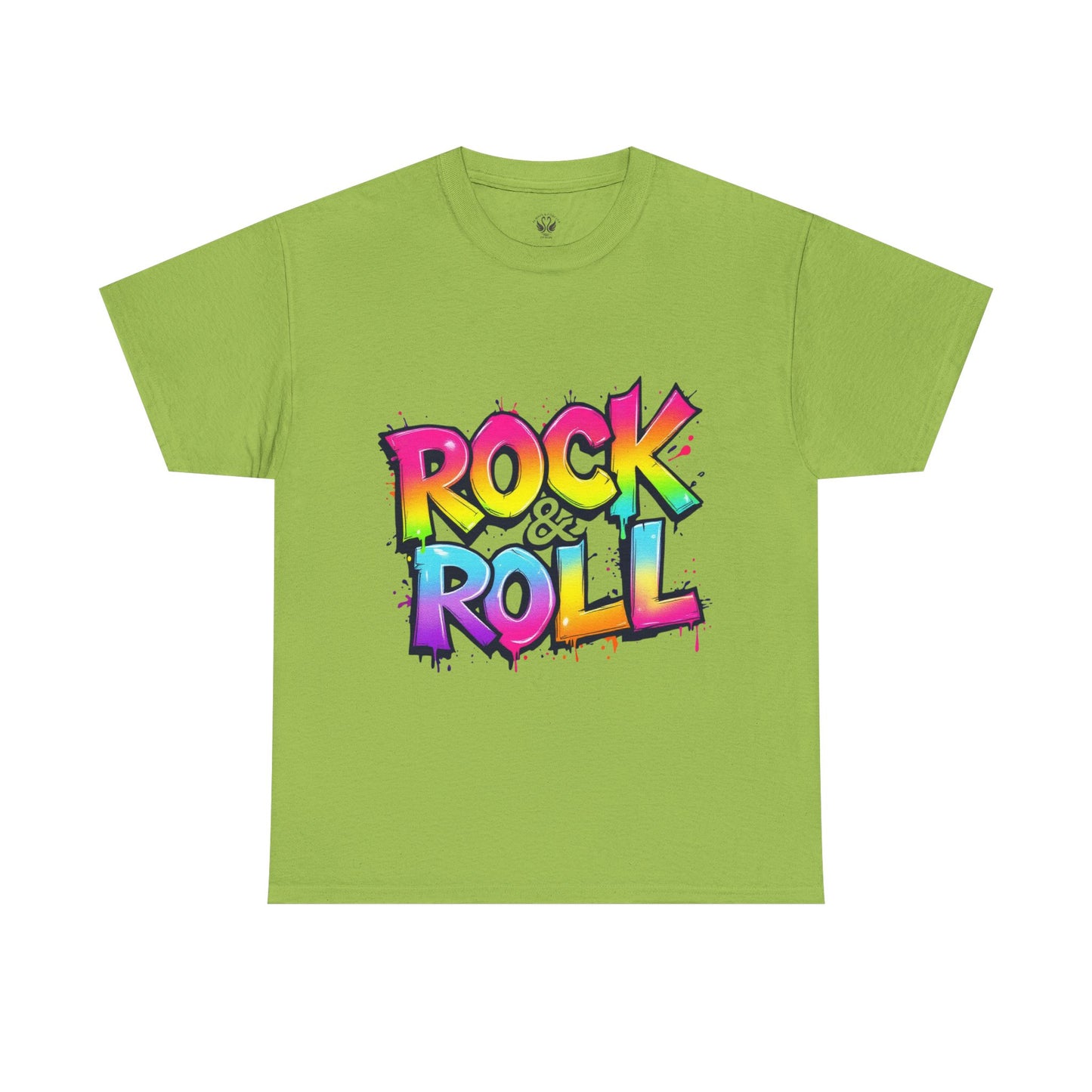 Rock & Roll Unisex Heavy Cotton Tee - Vibrant Graffiti Style Shirt for Music Lovers