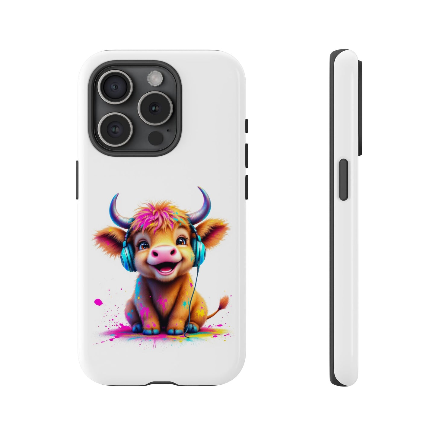 Cute Cow Phone Case with Headphones – Tough Cases