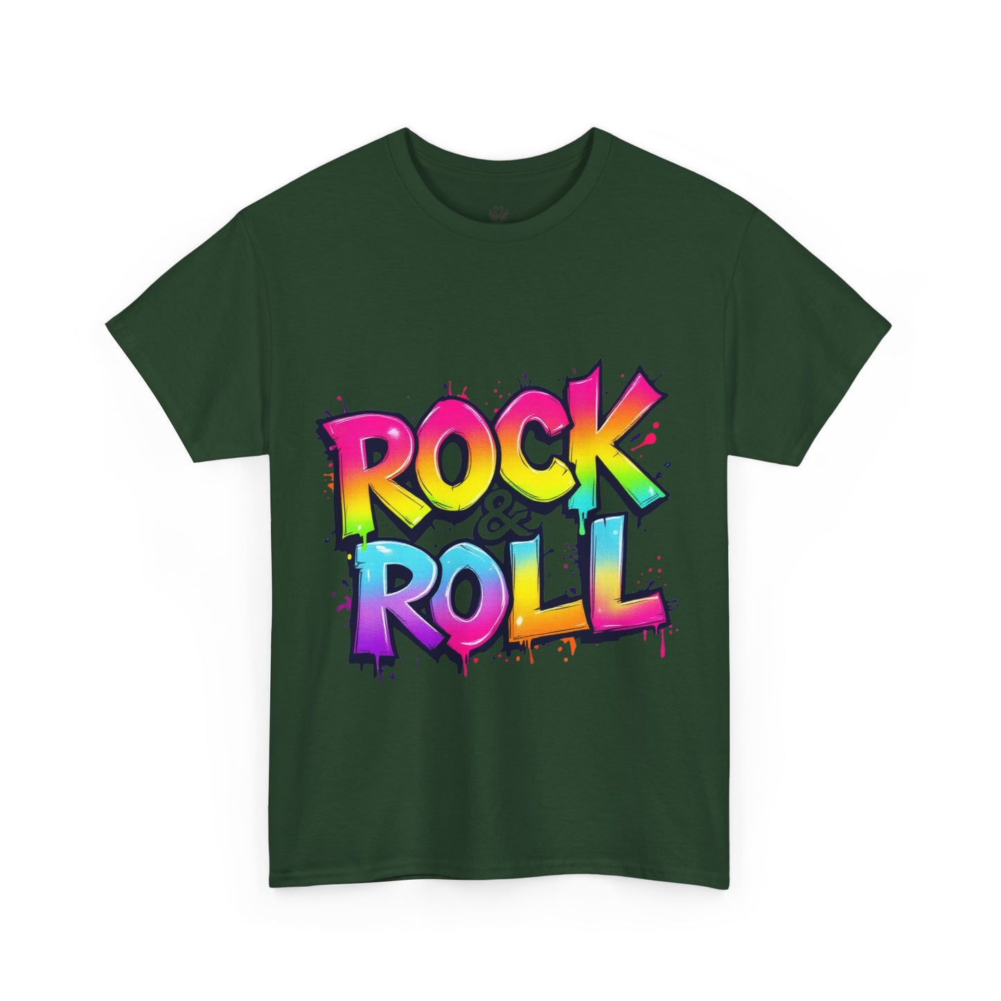 Rock & Roll Unisex Heavy Cotton Tee - Vibrant Graffiti Style Shirt for Music Lovers