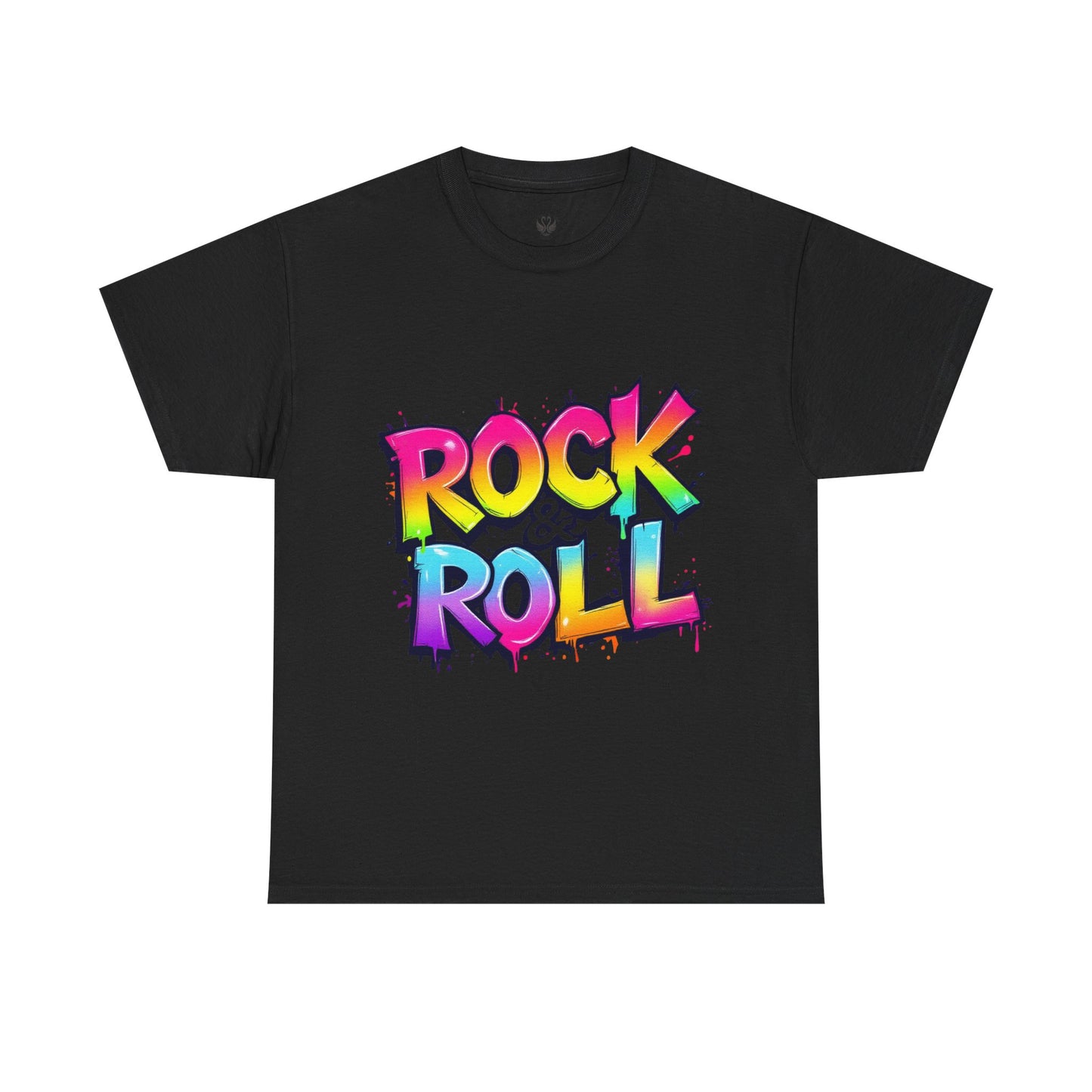 Rock & Roll Unisex Heavy Cotton Tee - Vibrant Graffiti Style Shirt for Music Lovers