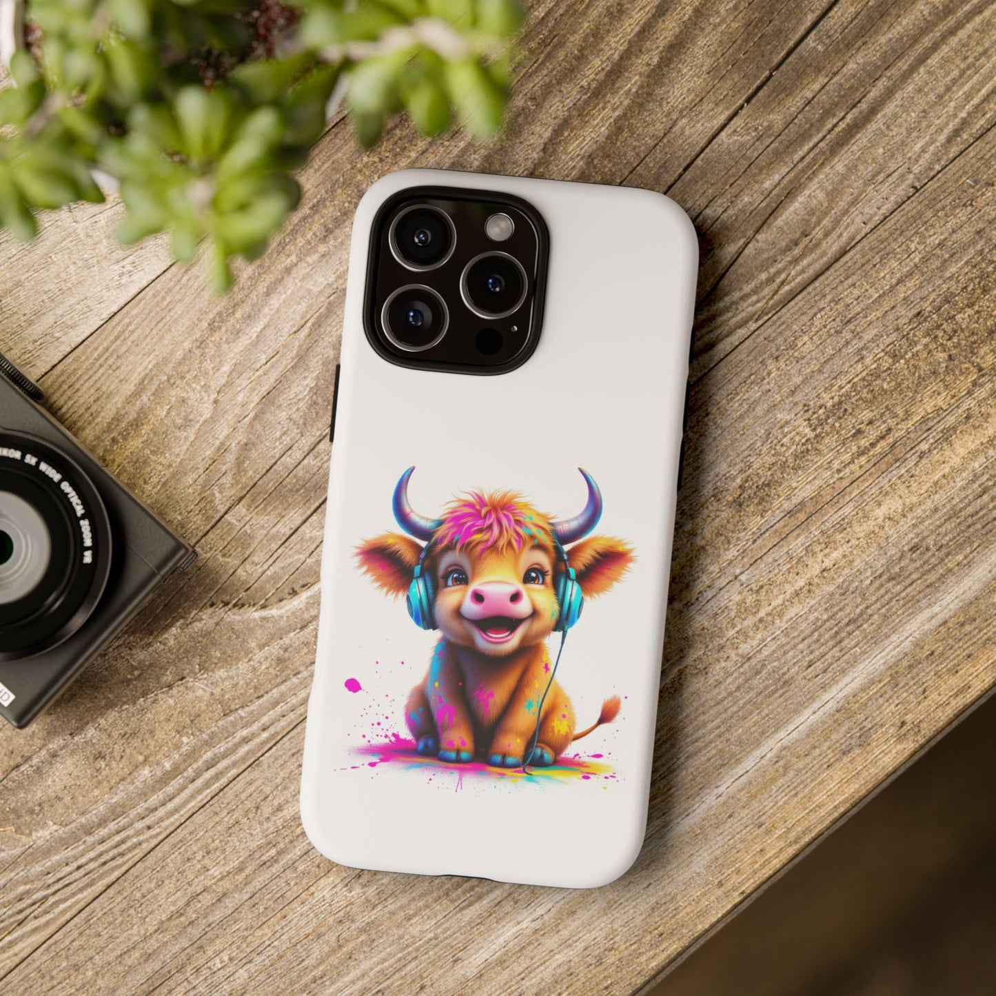 Cute Cow Phone Case with Headphones – Tough Cases