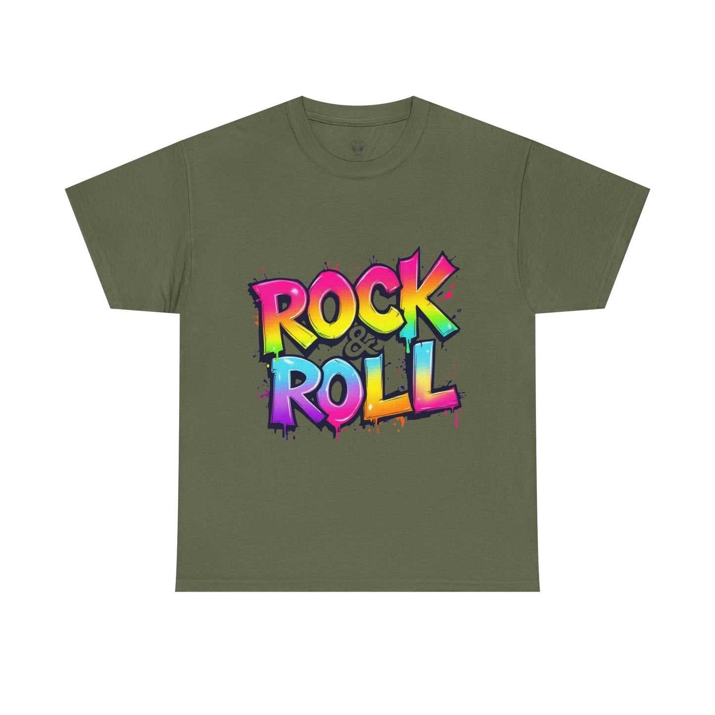 Rock & Roll Unisex Heavy Cotton Tee - Vibrant Graffiti Style Shirt for Music Lovers