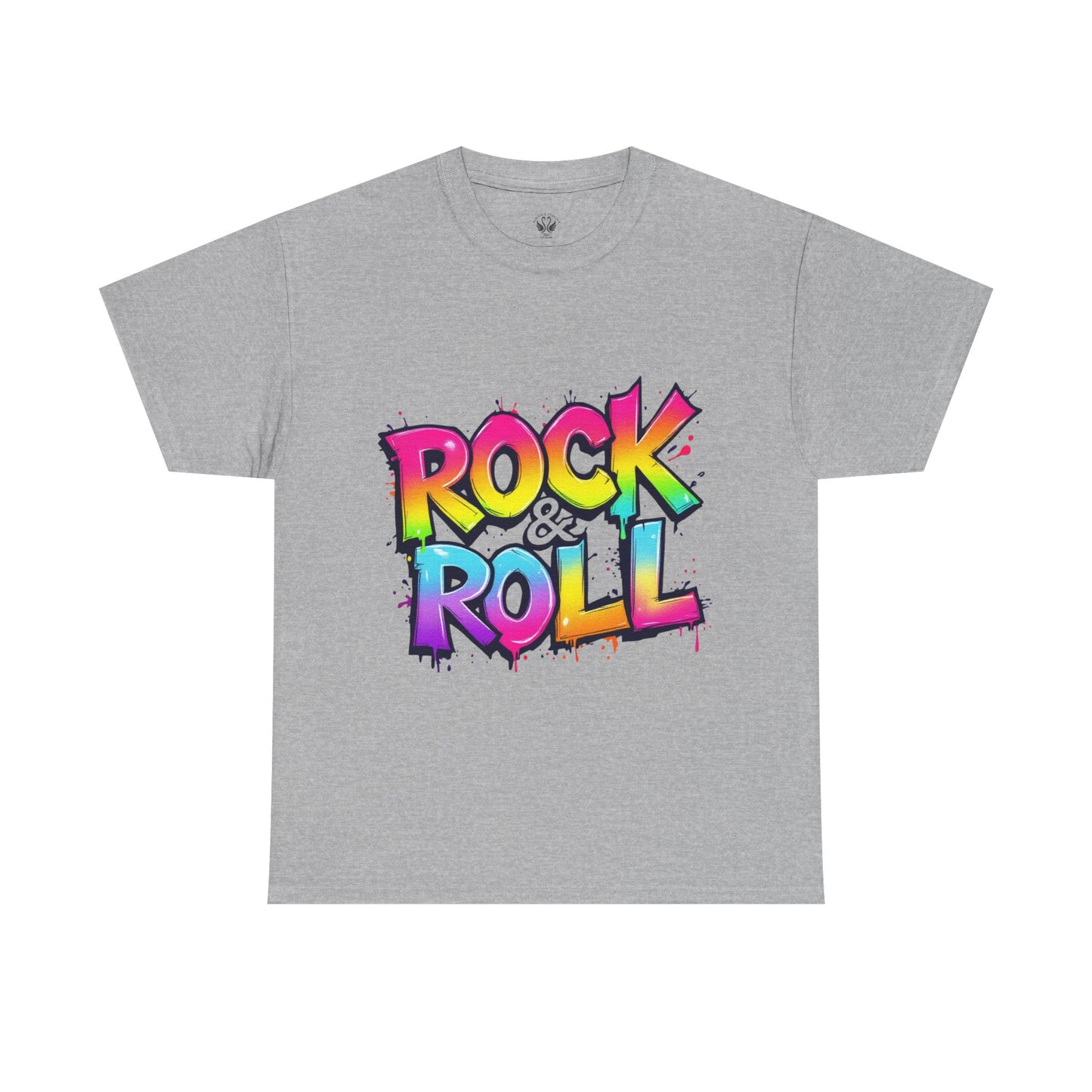 Rock & Roll Unisex Heavy Cotton Tee - Vibrant Graffiti Style Shirt for Music Lovers