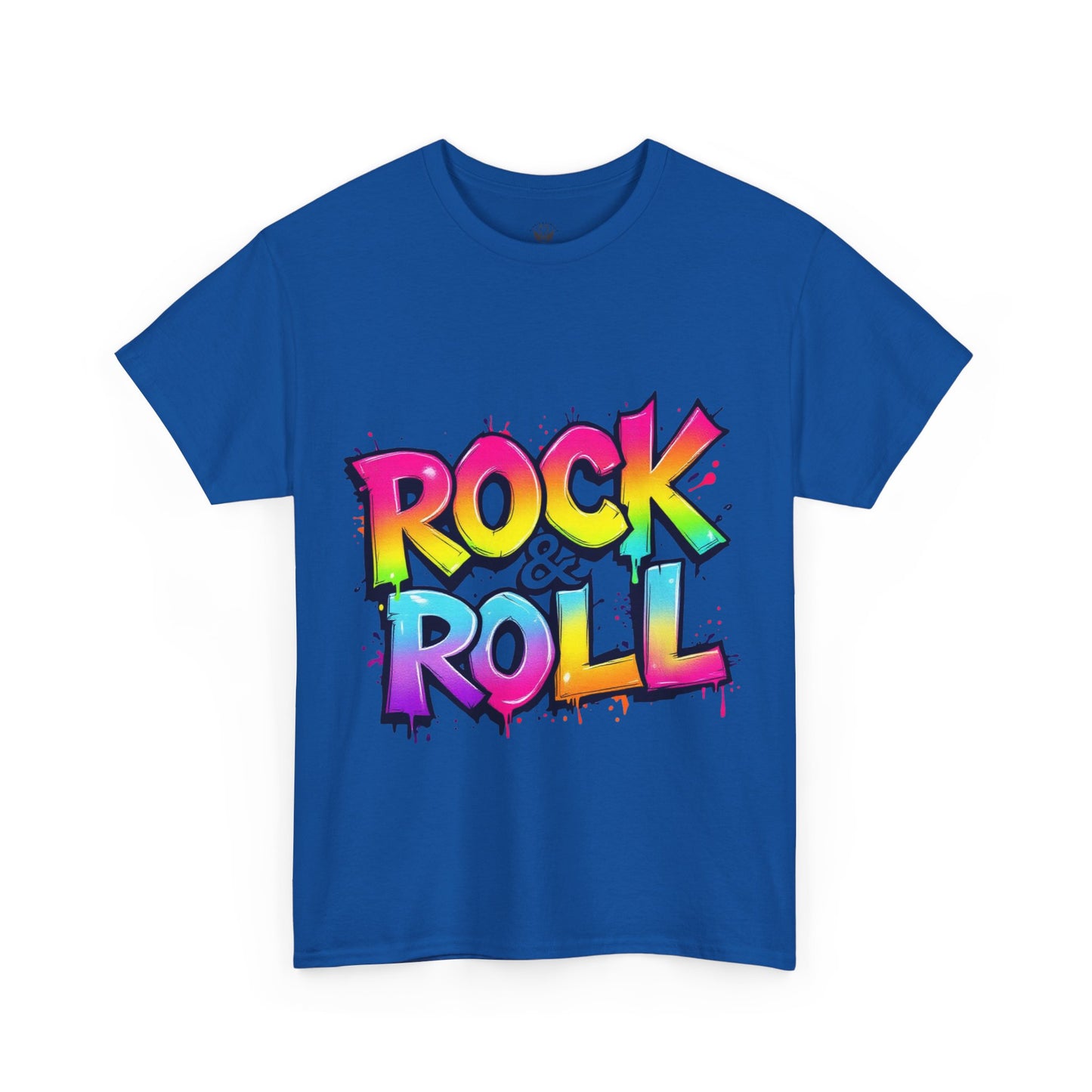 Rock & Roll Unisex Heavy Cotton Tee - Vibrant Graffiti Style Shirt for Music Lovers