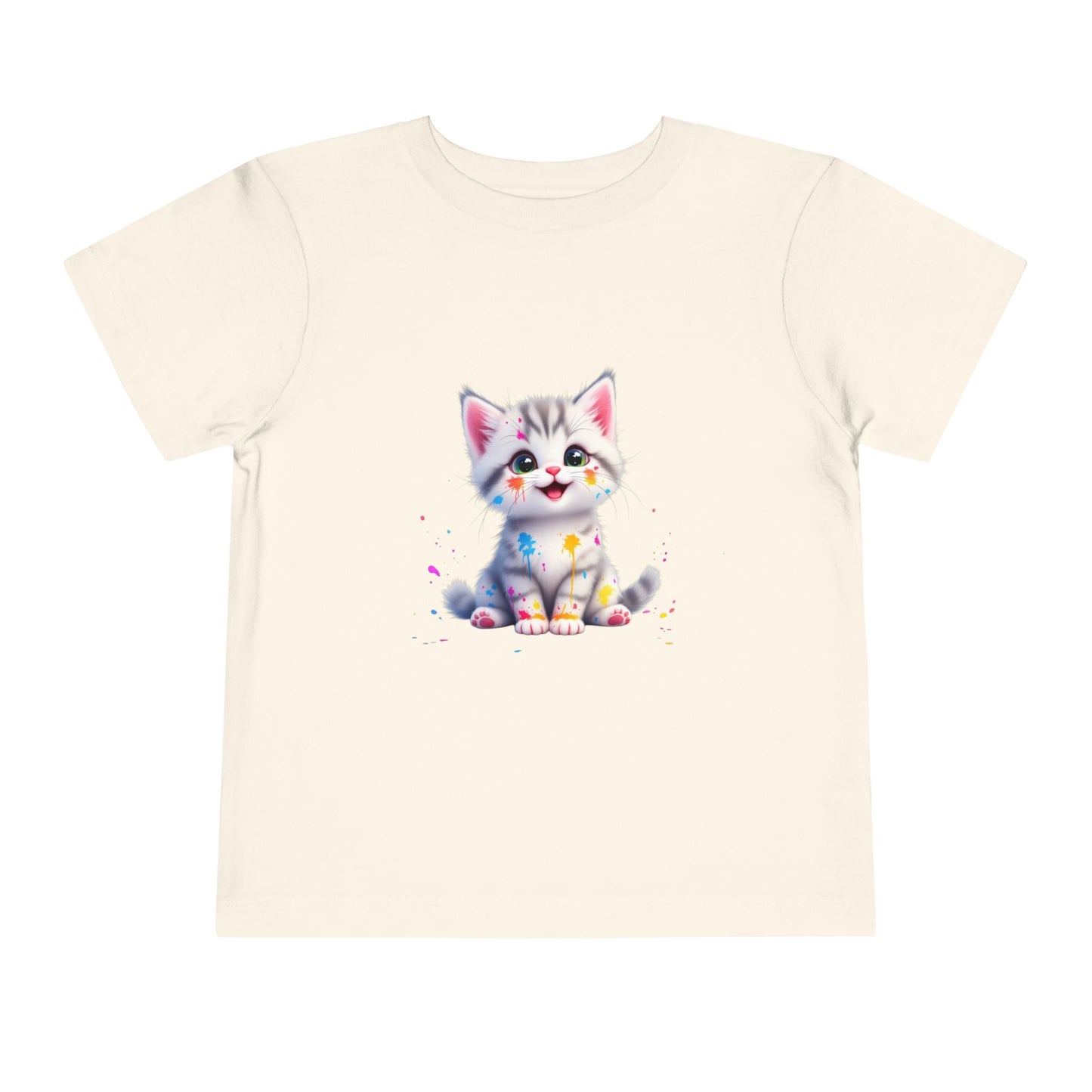 Cute Cat Toddler Tee - Whimsical Graphic Short Sleeve Shirt for Kids
