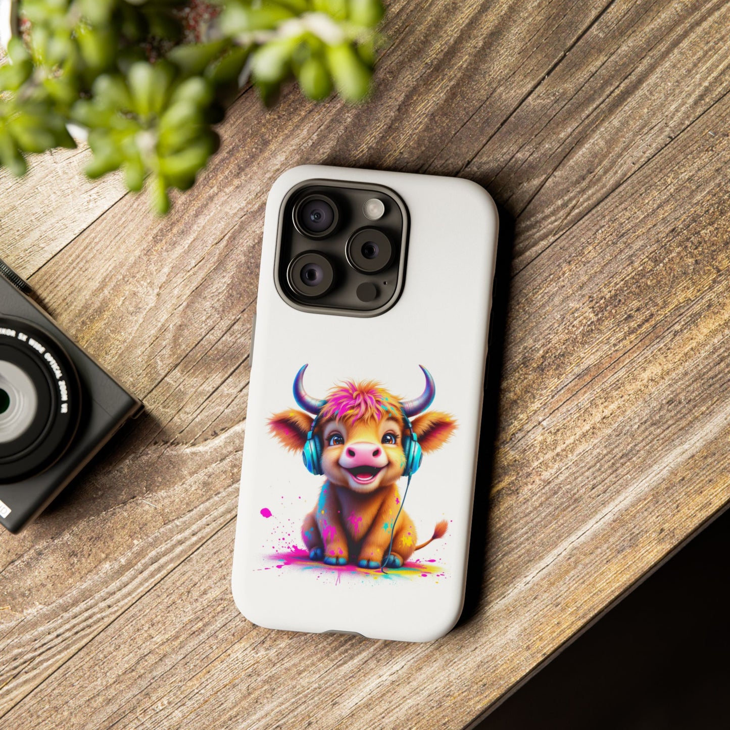 Cute Cow Phone Case with Headphones – Tough Cases