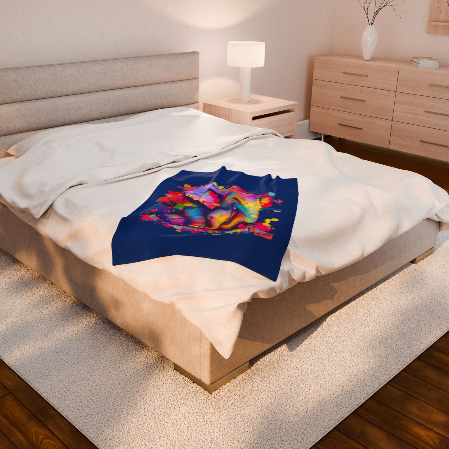 Colorful Elephant Velveteen Plush Blanket – Cozy Comfort for Animal Lovers