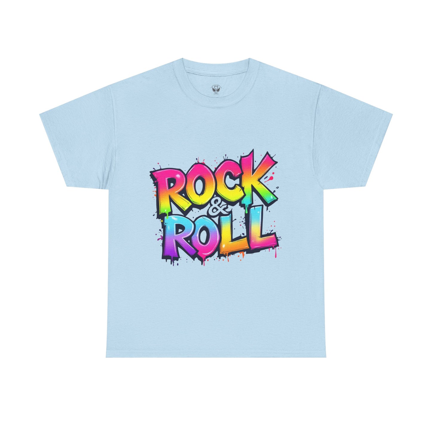 Rock & Roll Unisex Heavy Cotton Tee - Vibrant Graffiti Style Shirt for Music Lovers