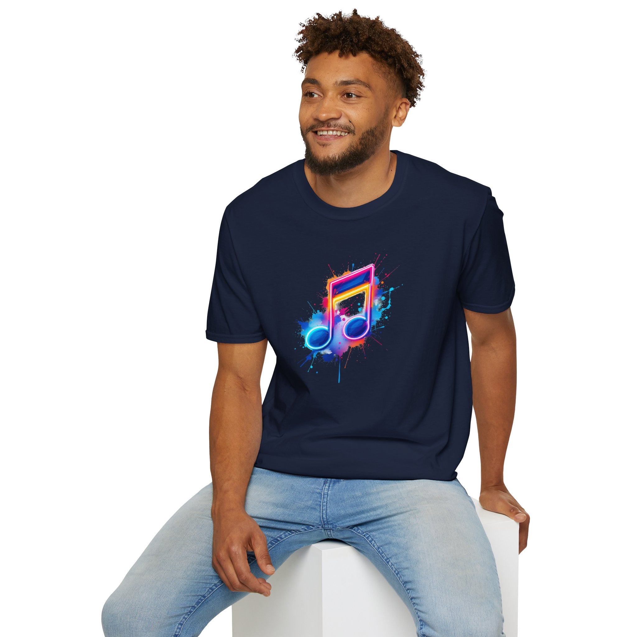 Musical Splash Unisex Softstyle T-Shirt | Gift for Music Lovers, Vibrant Art Tee, Trendy Music Shirt, Birthday Gift, Concert Wear