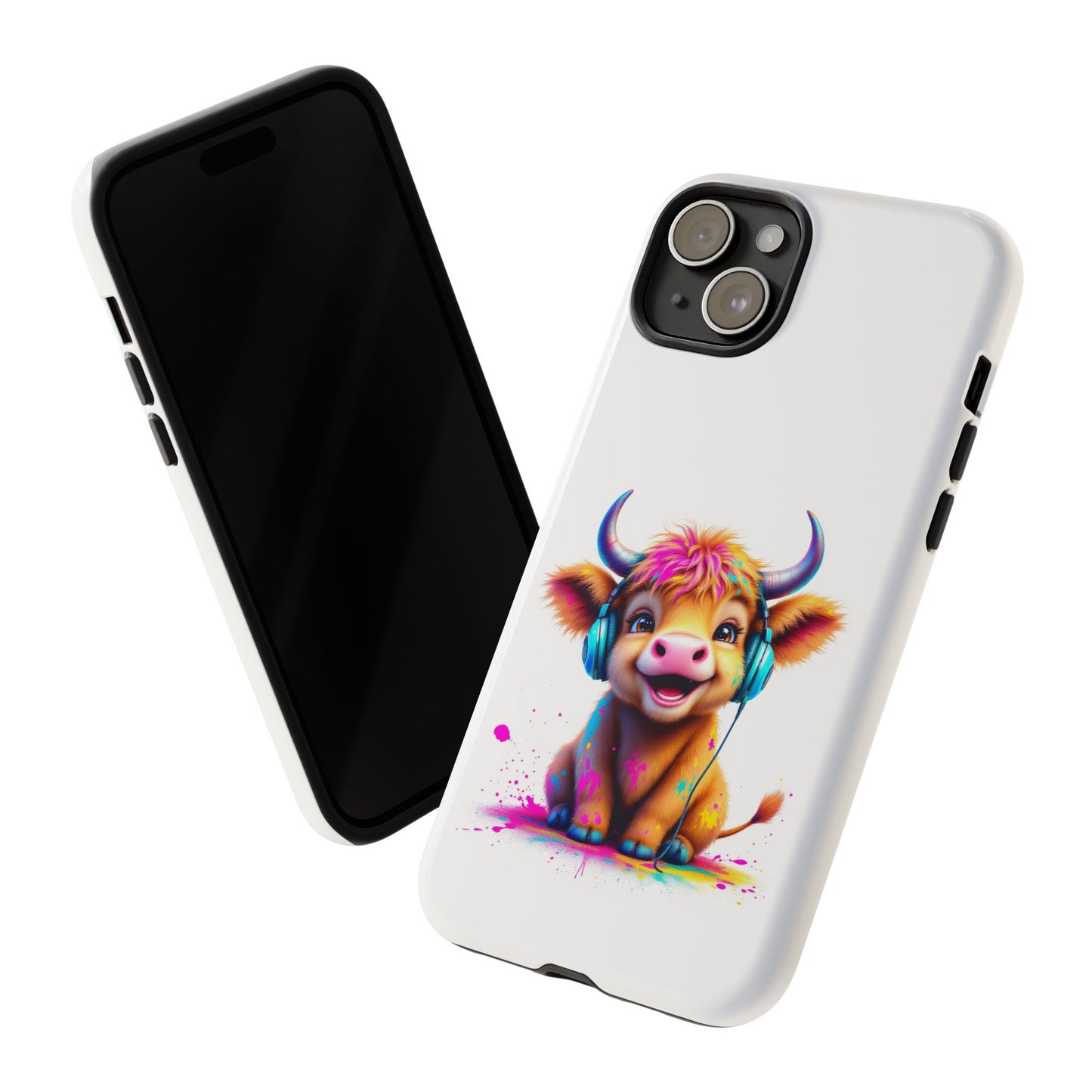 Cute Cow Phone Case with Headphones – Tough Cases