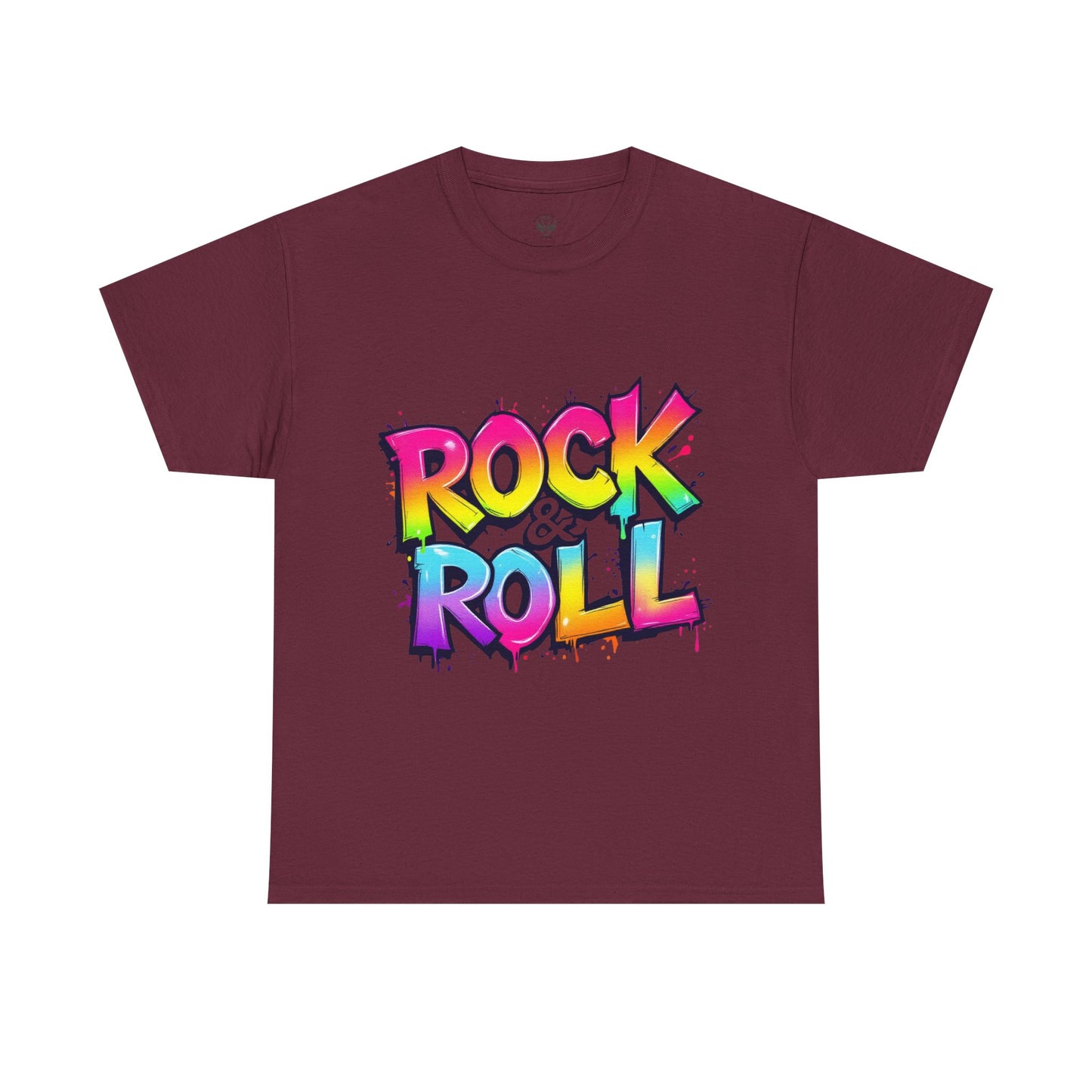 Rock & Roll Unisex Heavy Cotton Tee - Vibrant Graffiti Style Shirt for Music Lovers