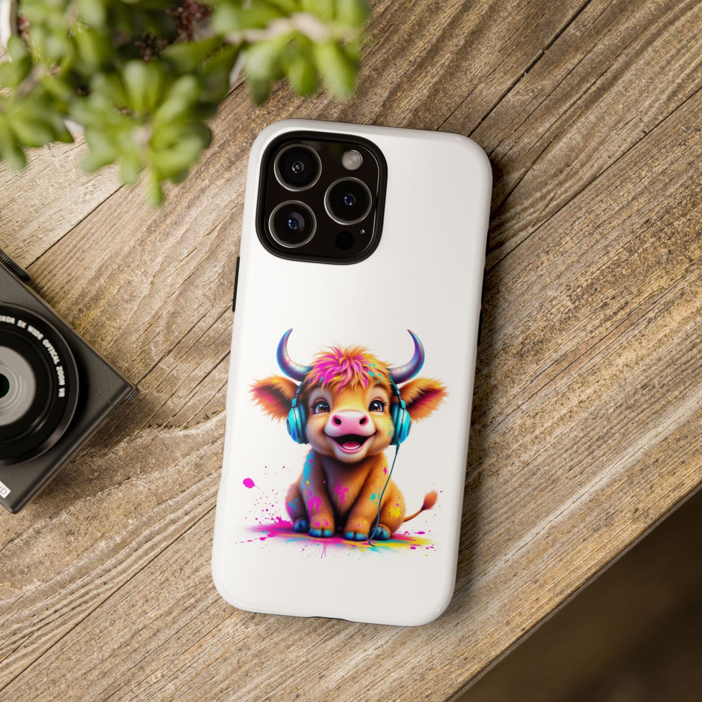 Cute Cow Phone Case with Headphones – Tough Cases