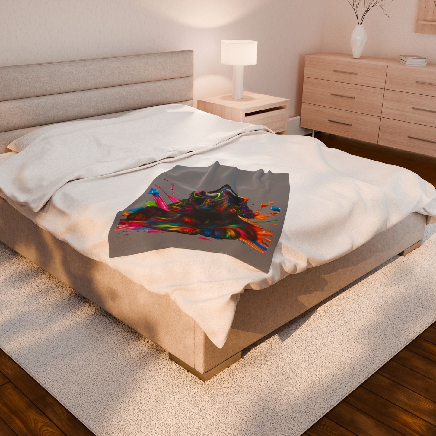 Rainbow Splash Dog Velveteen Plush Blanket
