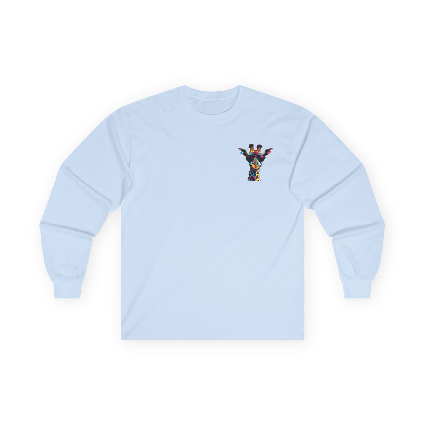 Colorful Giraffe Graphic Long Sleeve Tee for Animal Lovers