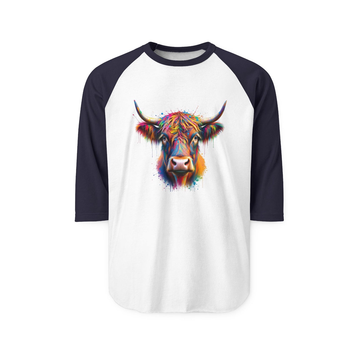 Colorful Cow Unisex Three-Quarter Sleeve Raglan Shirt