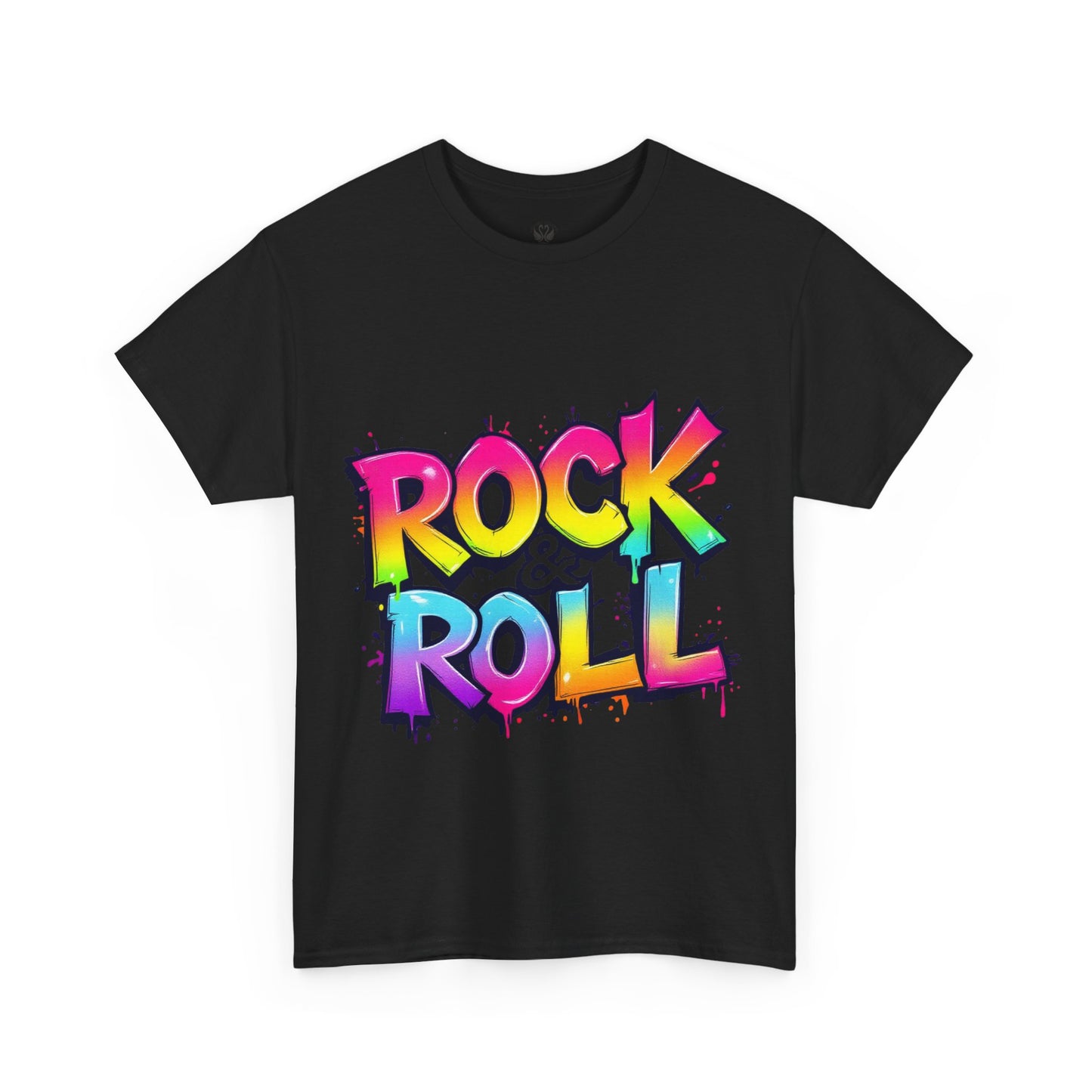 Rock & Roll Unisex Heavy Cotton Tee - Vibrant Graffiti Style Shirt for Music Lovers