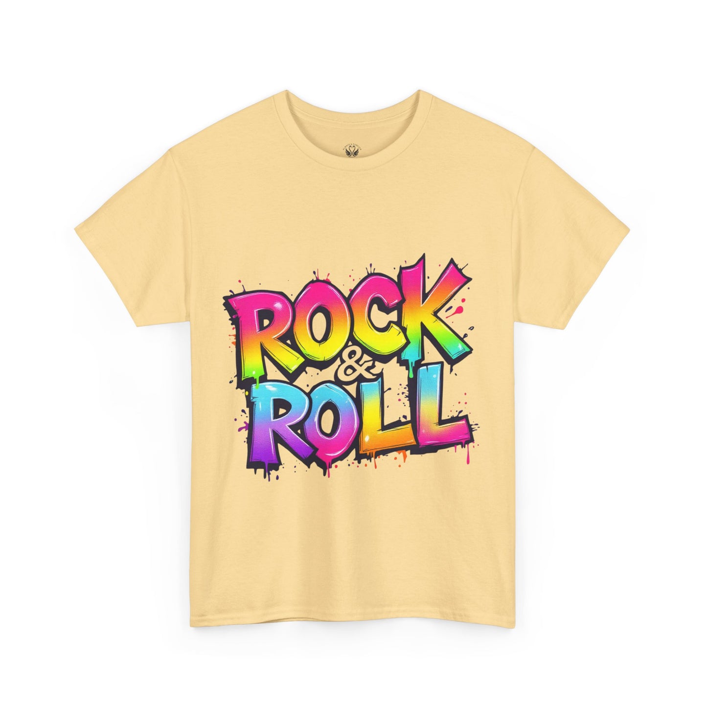 Rock & Roll Unisex Heavy Cotton Tee - Vibrant Graffiti Style Shirt for Music Lovers