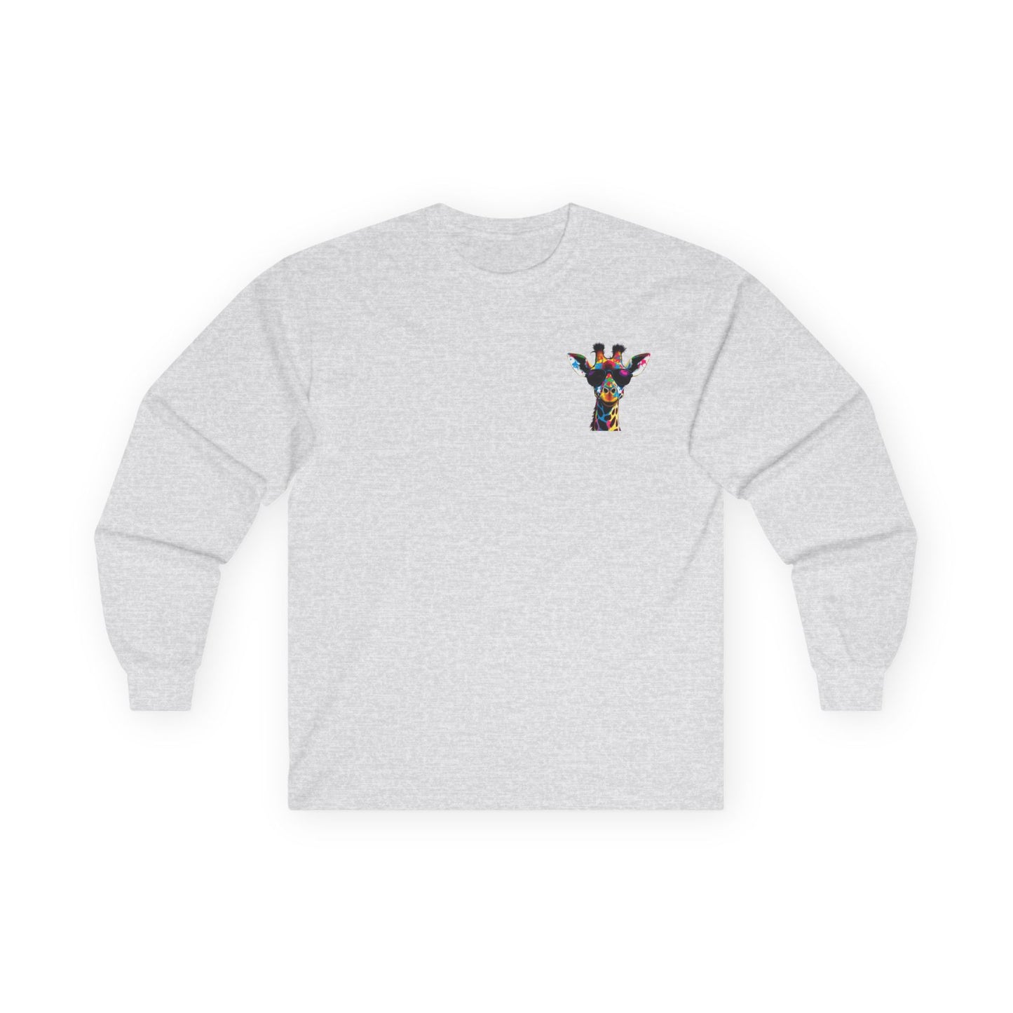 Colorful Giraffe Graphic Long Sleeve Tee for Animal Lovers