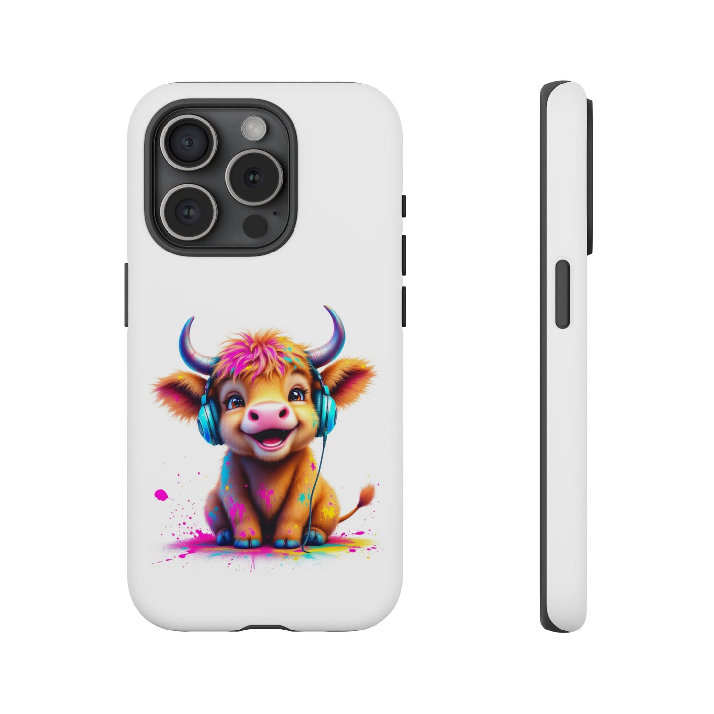 Cute Cow Phone Case with Headphones – Tough Cases