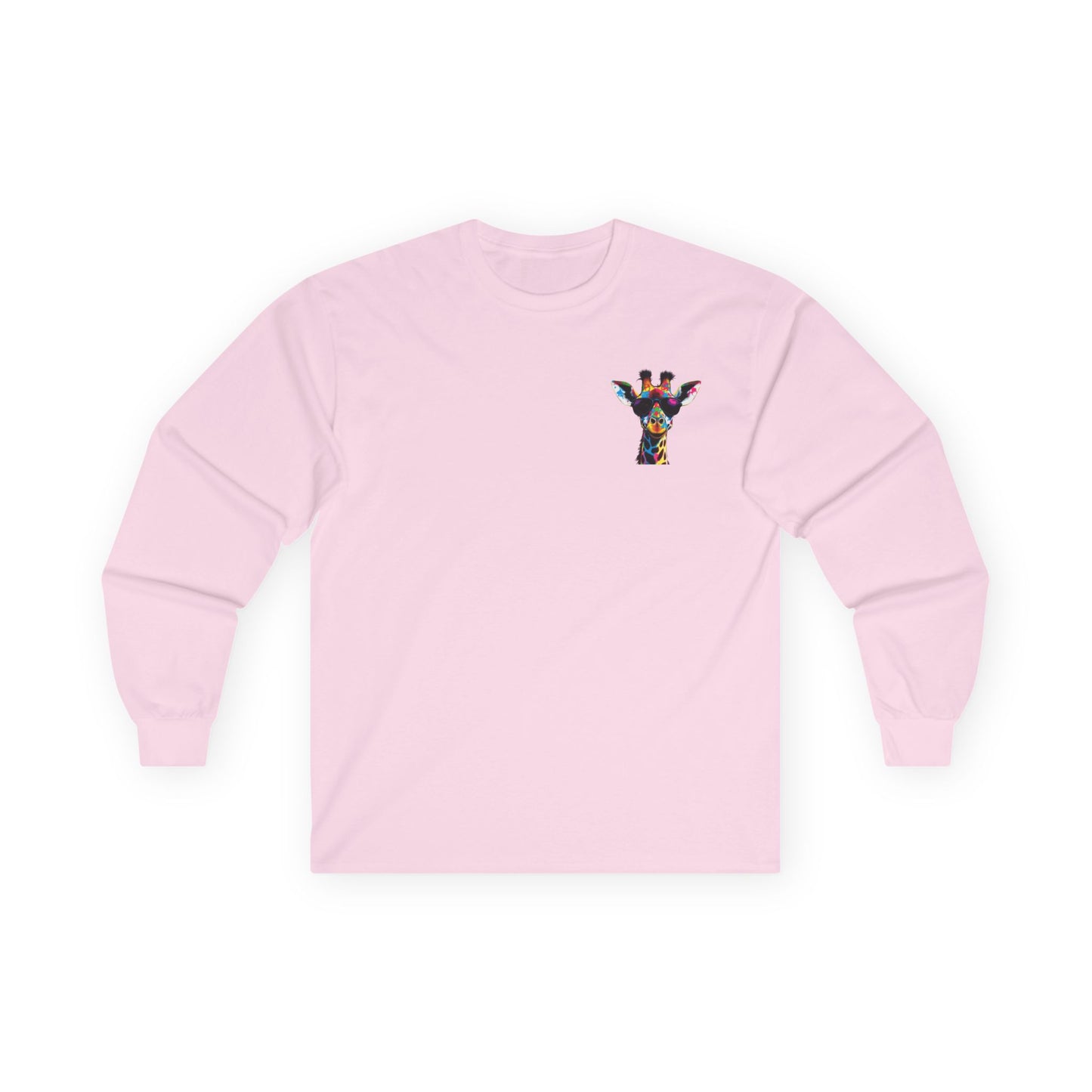 Colorful Giraffe Graphic Long Sleeve Tee for Animal Lovers