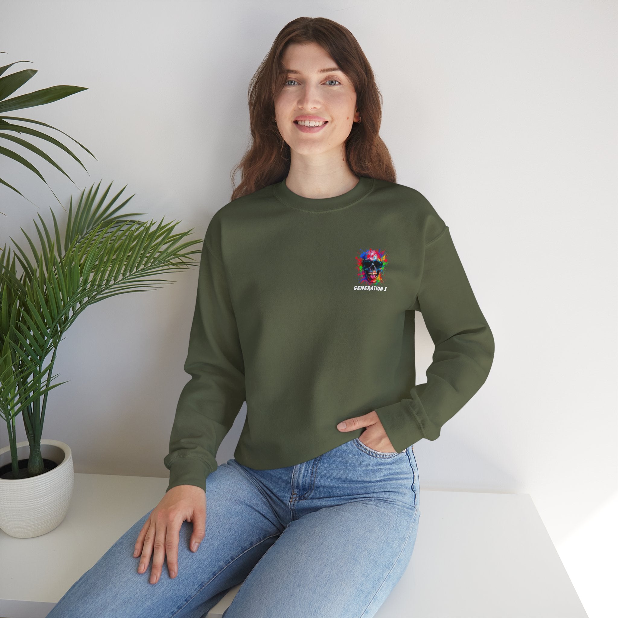 Vibrant Skull Sweatshirt - Unisex Crewneck, Colorful Graphic, Perfect for Casual Wear, Gifts for Friends, Halloween & Parties